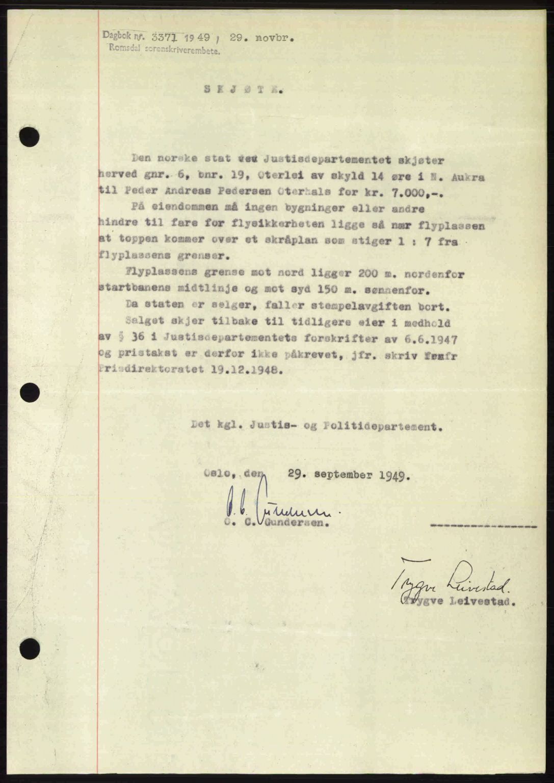 Romsdal sorenskriveri, SAT/A-4149/1/2/2C: Pantebok nr. A31, 1949-1949, Dagboknr: 3371/1949