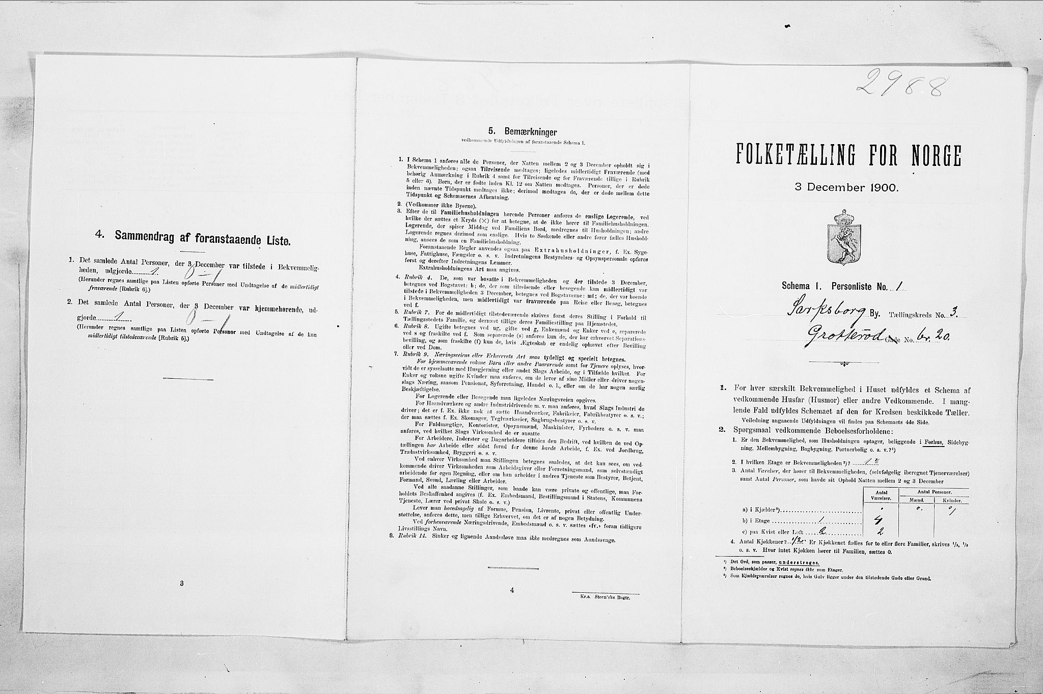 SAO, Folketelling 1900 for 0102 Sarpsborg kjøpstad, 1900