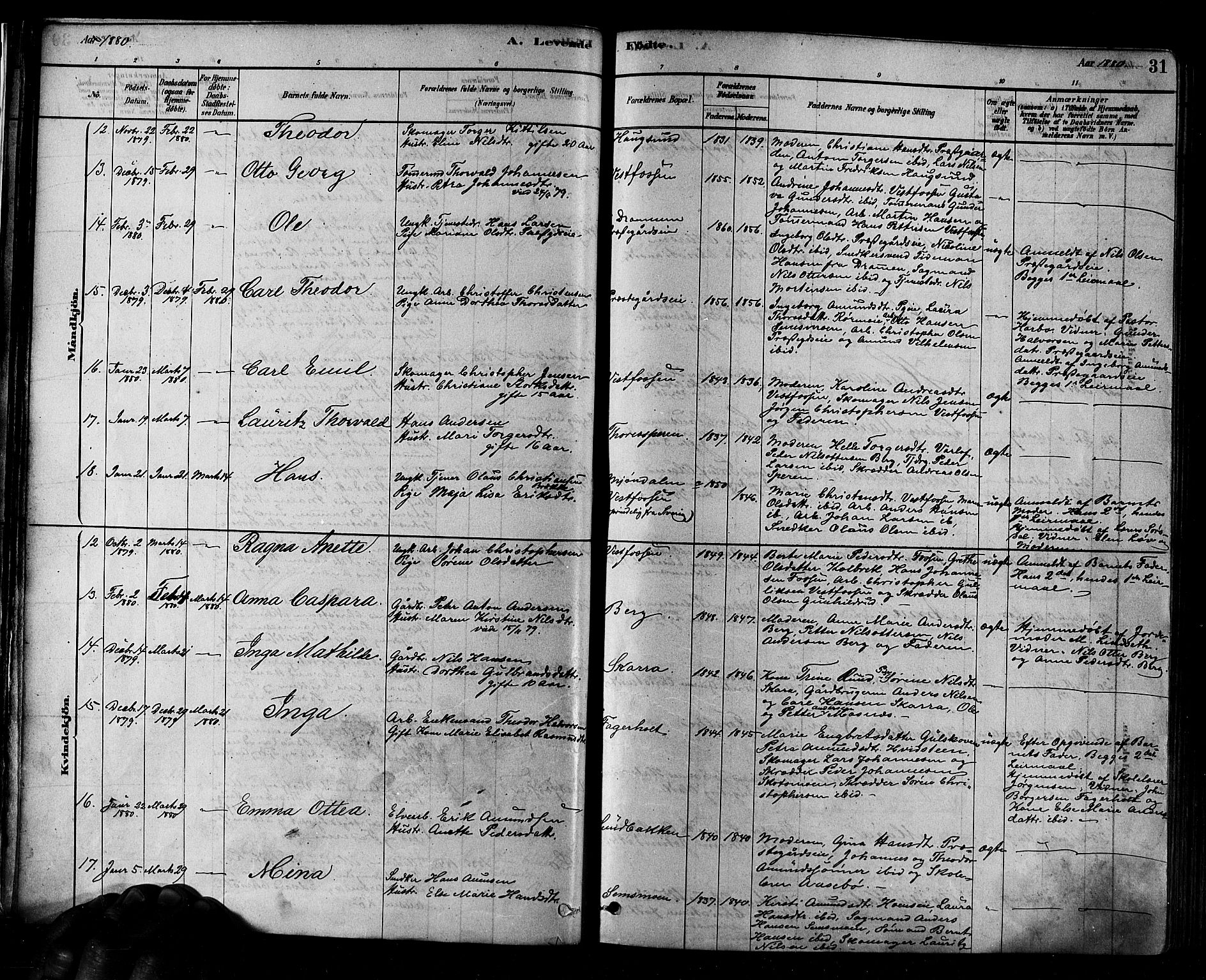 Eiker kirkebøker, AV/SAKO-A-4/F/Fb/L0001: Ministerialbok nr. II 1, 1878-1888, s. 31