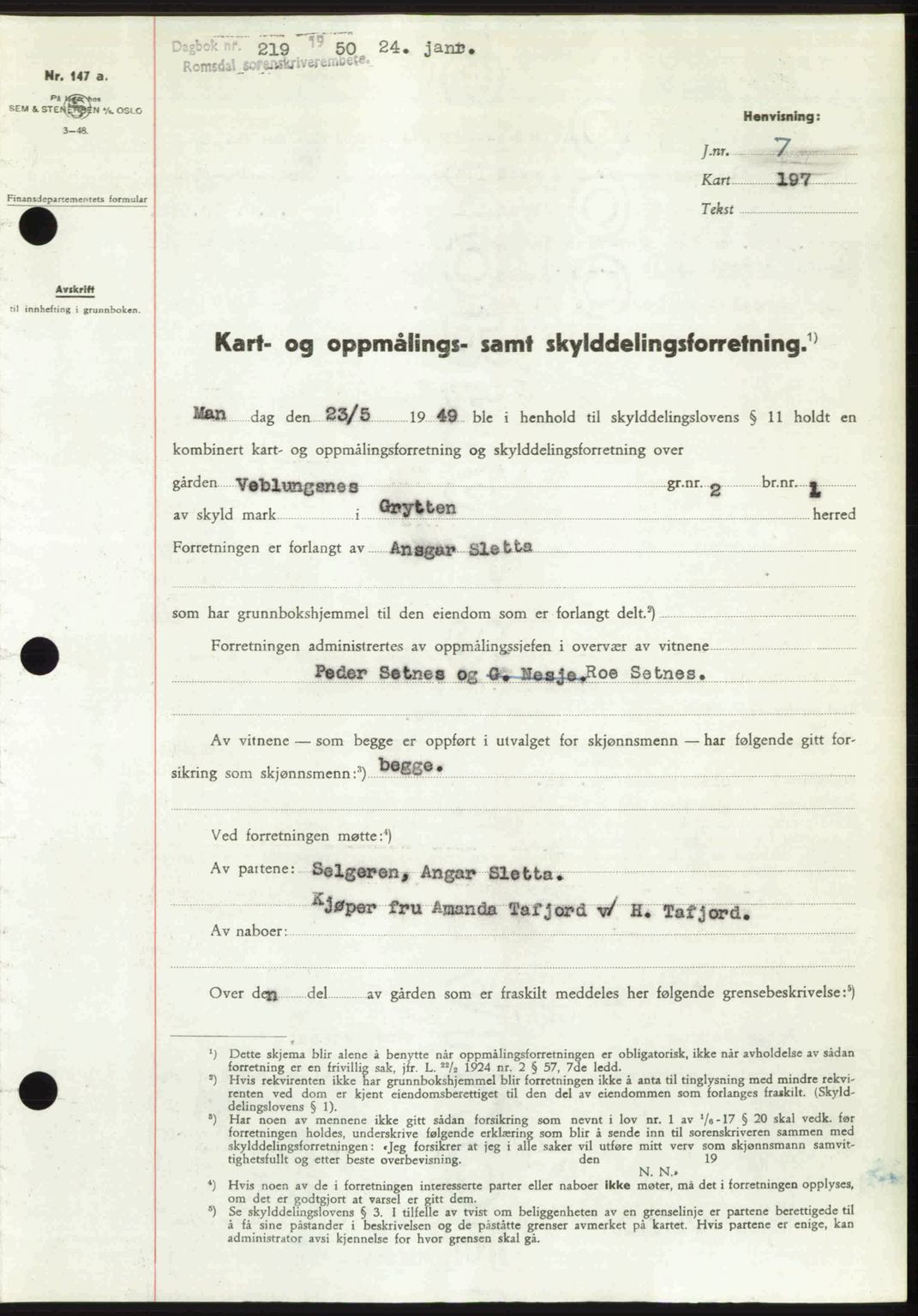 Romsdal sorenskriveri, SAT/A-4149/1/2/2C: Pantebok nr. A32, 1950-1950, Dagboknr: 219/1950
