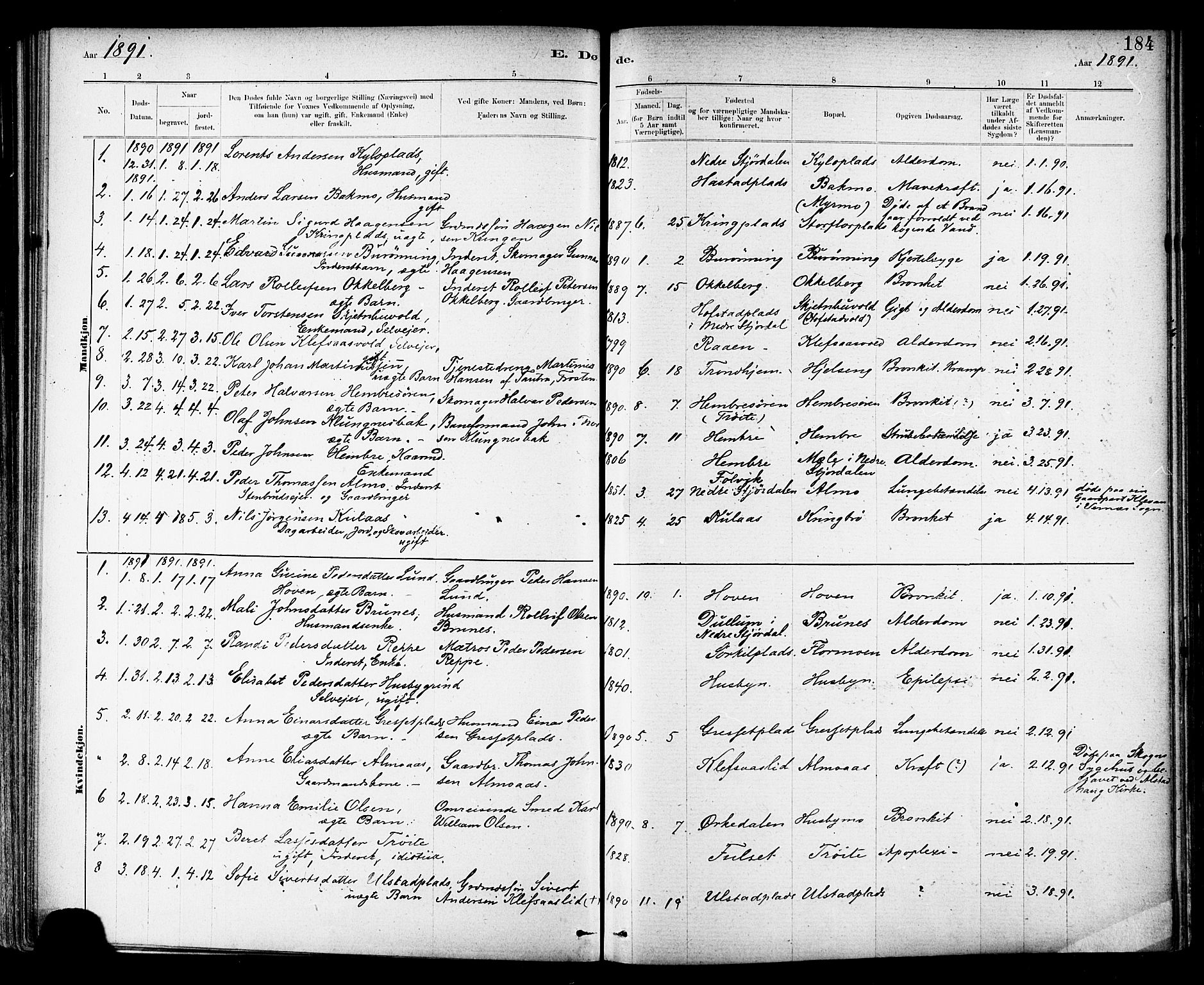 Ministerialprotokoller, klokkerbøker og fødselsregistre - Nord-Trøndelag, SAT/A-1458/703/L0030: Ministerialbok nr. 703A03, 1880-1892, s. 184