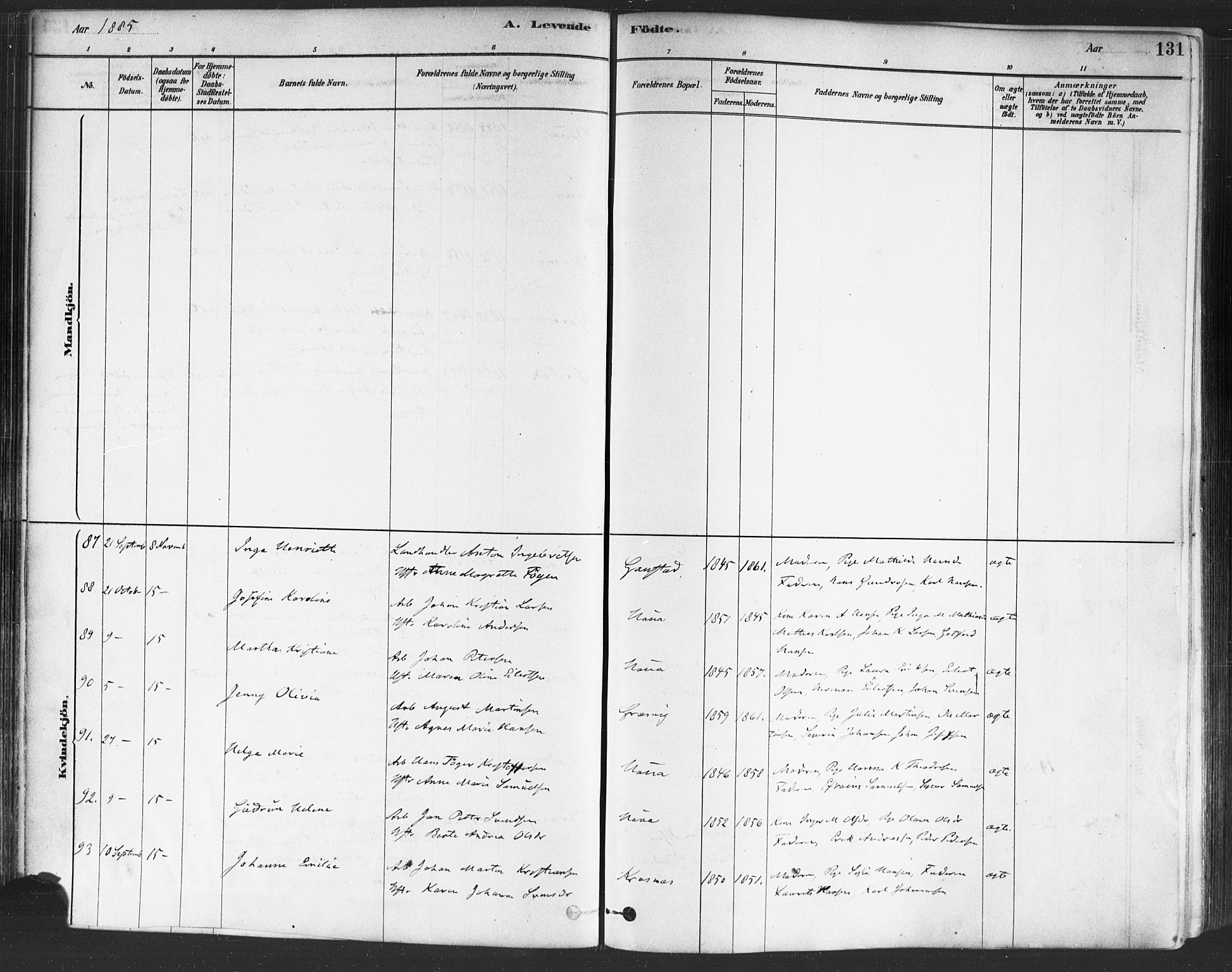 Onsøy prestekontor Kirkebøker, AV/SAO-A-10914/F/Fa/L0005: Ministerialbok nr. I 5, 1878-1898, s. 131
