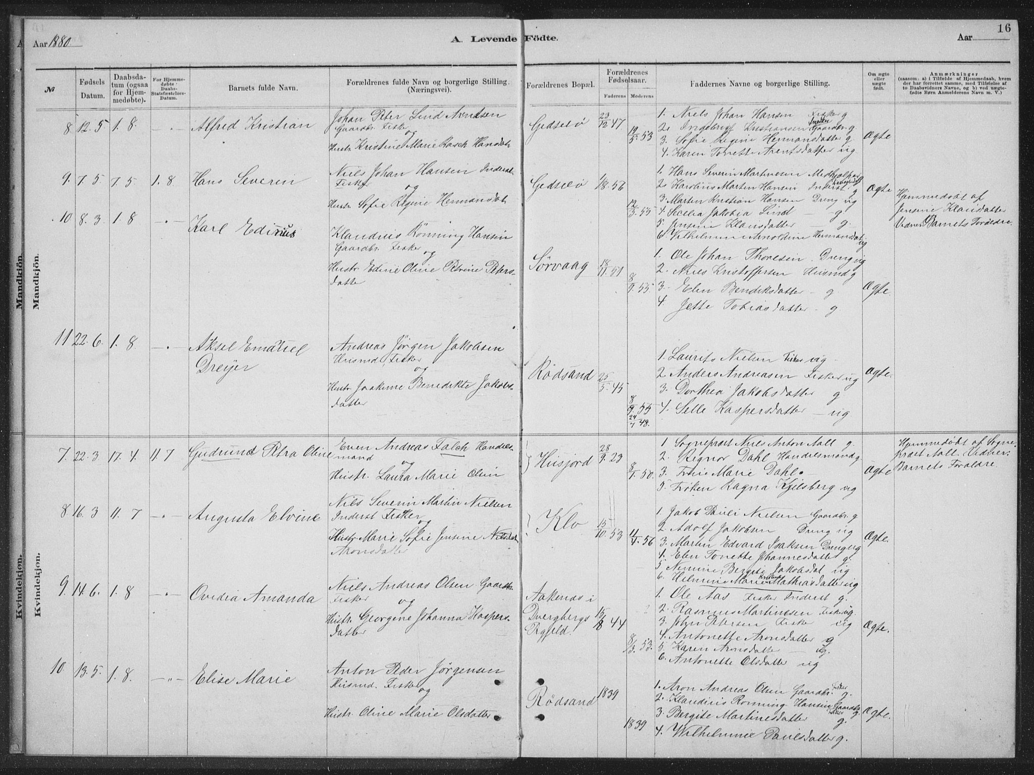 Ministerialprotokoller, klokkerbøker og fødselsregistre - Nordland, AV/SAT-A-1459/894/L1359: Klokkerbok nr. 894C02, 1877-1884, s. 16