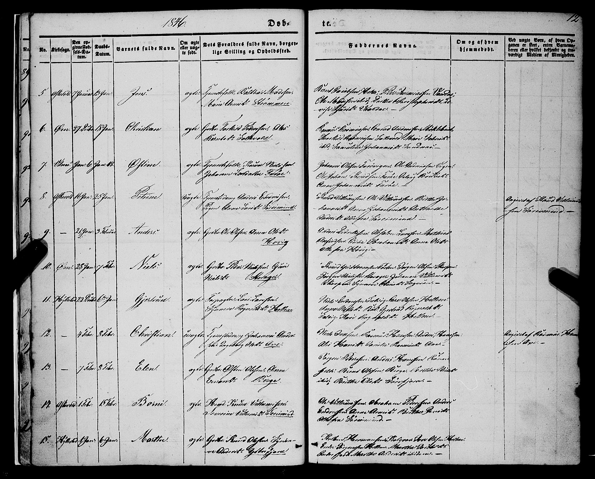 Askvoll sokneprestembete, AV/SAB-A-79501/H/Haa/Haaa/L0011/0001: Ministerialbok nr. A 11 I, 1845-1864, s. 12