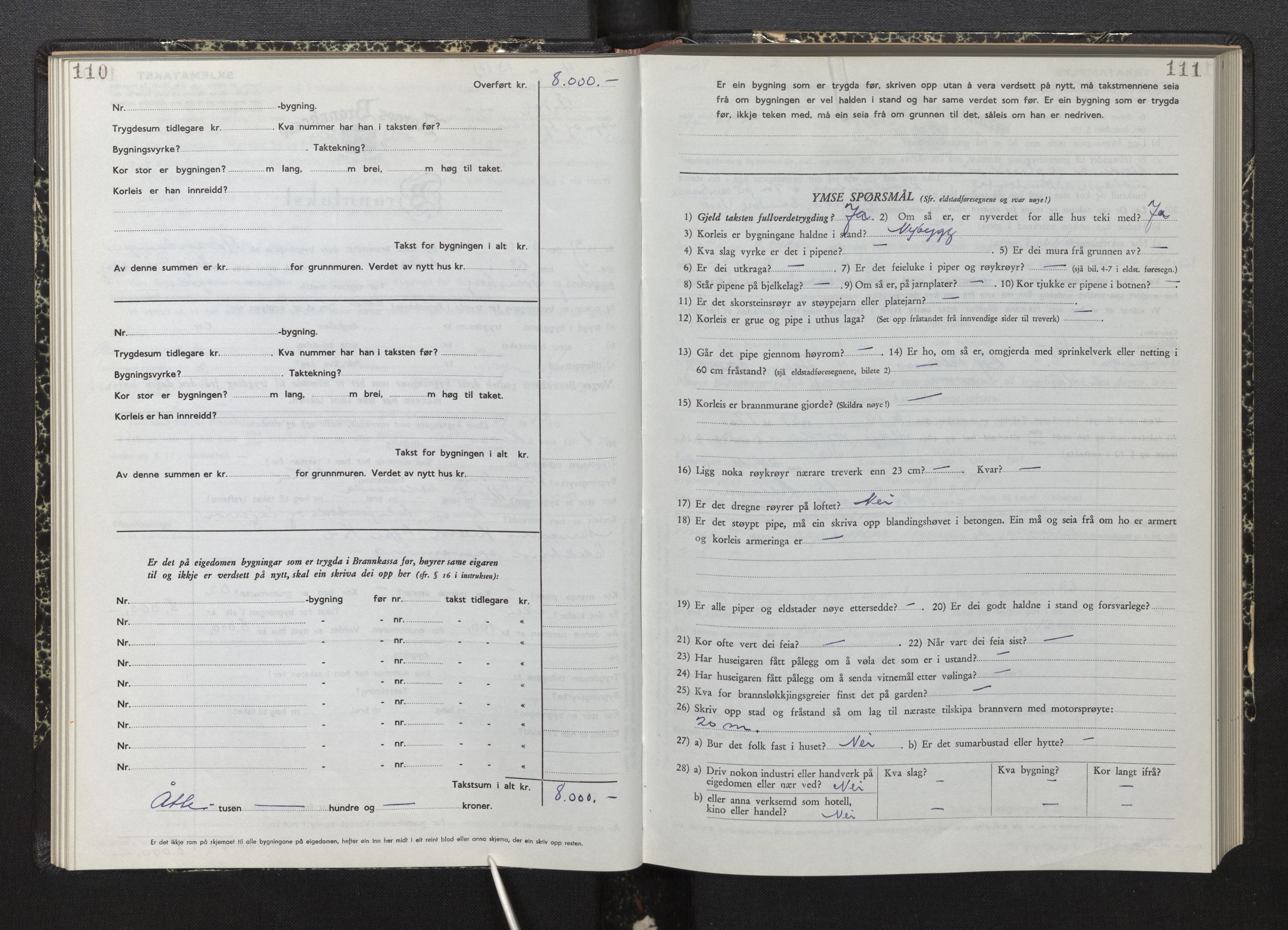 Lensmannen i Årdal, AV/SAB-A-30501/0012/L0012: Branntakstprotokoll, skjematakst, 1949-1955, s. 110-111