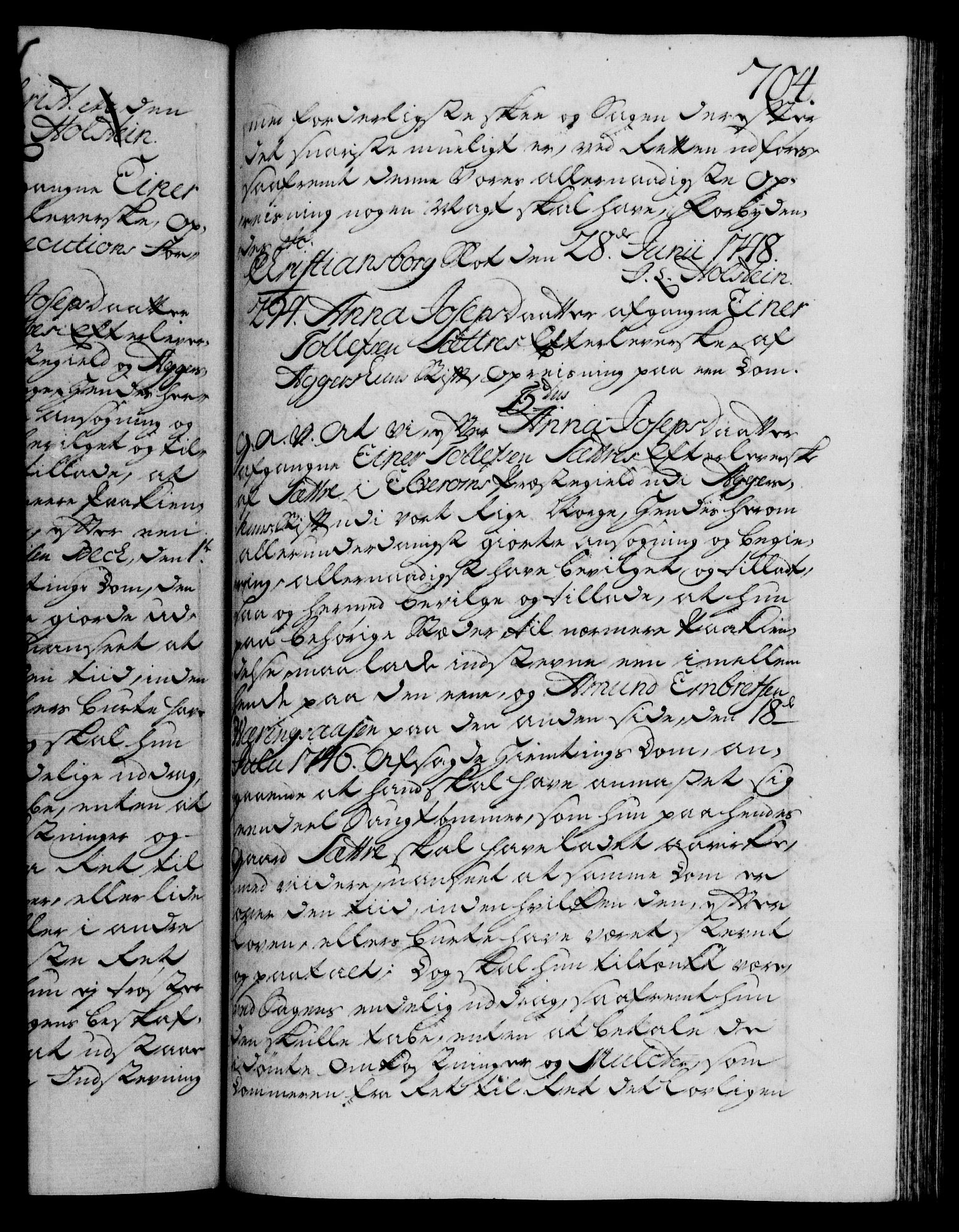 Danske Kanselli 1572-1799, AV/RA-EA-3023/F/Fc/Fca/Fcaa/L0035: Norske registre, 1746-1748, s. 704a