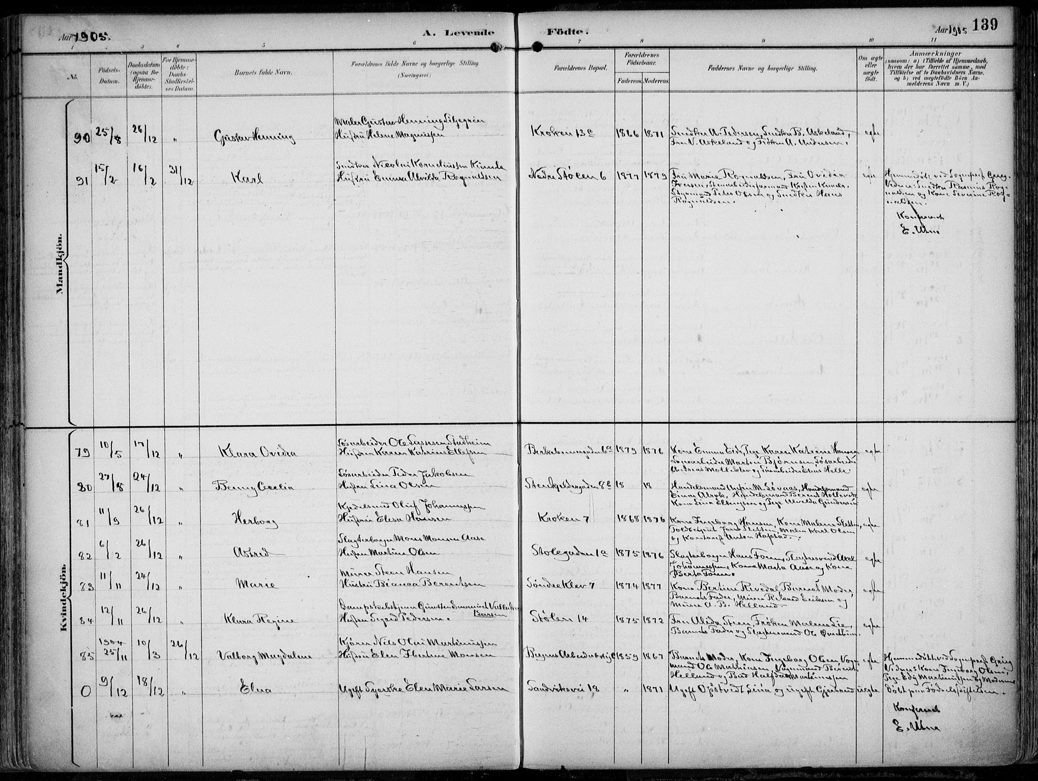 Mariakirken Sokneprestembete, SAB/A-76901/H/Hab/L0005: Klokkerbok nr. A 5, 1893-1913, s. 139