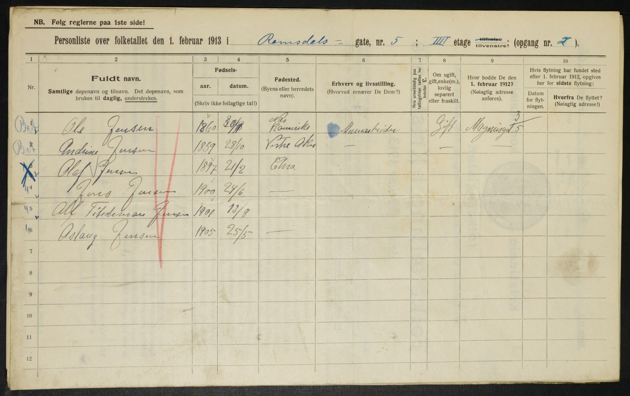 OBA, Kommunal folketelling 1.2.1913 for Kristiania, 1913, s. 83248