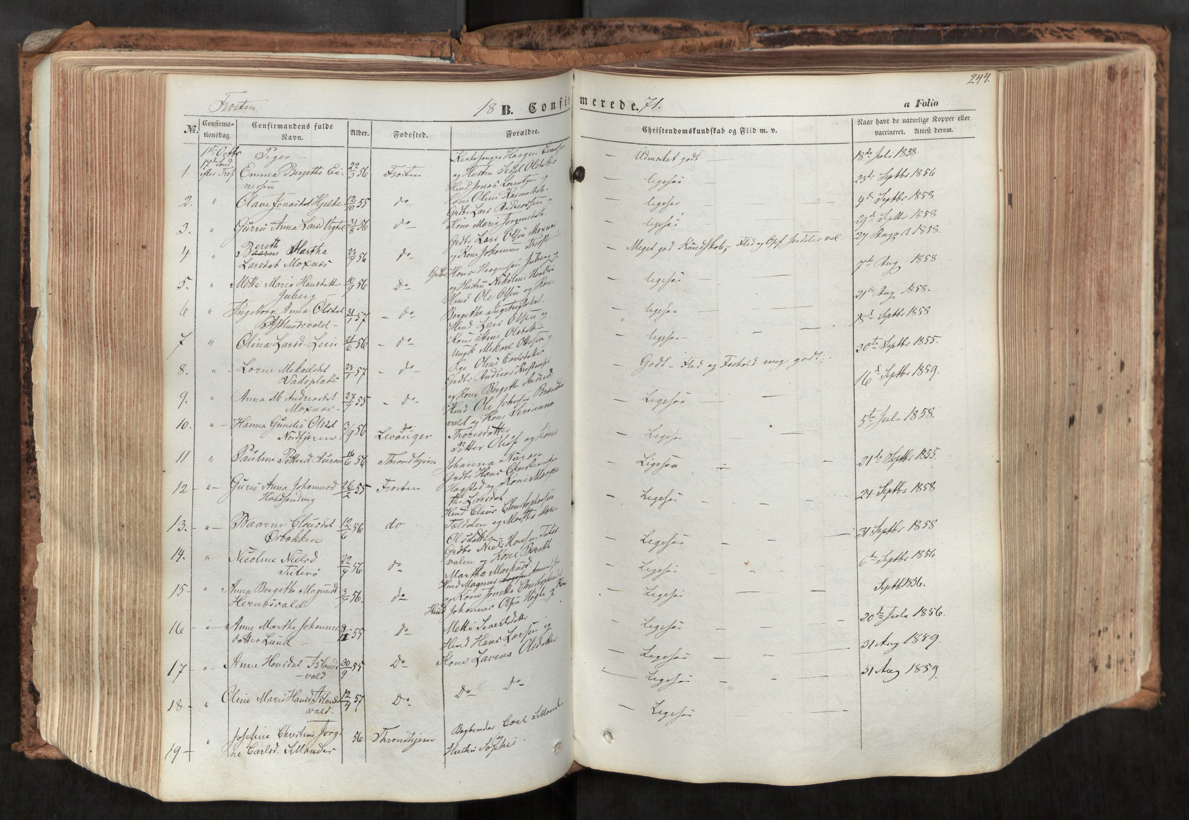 Ministerialprotokoller, klokkerbøker og fødselsregistre - Nord-Trøndelag, AV/SAT-A-1458/713/L0116: Ministerialbok nr. 713A07, 1850-1877, s. 244