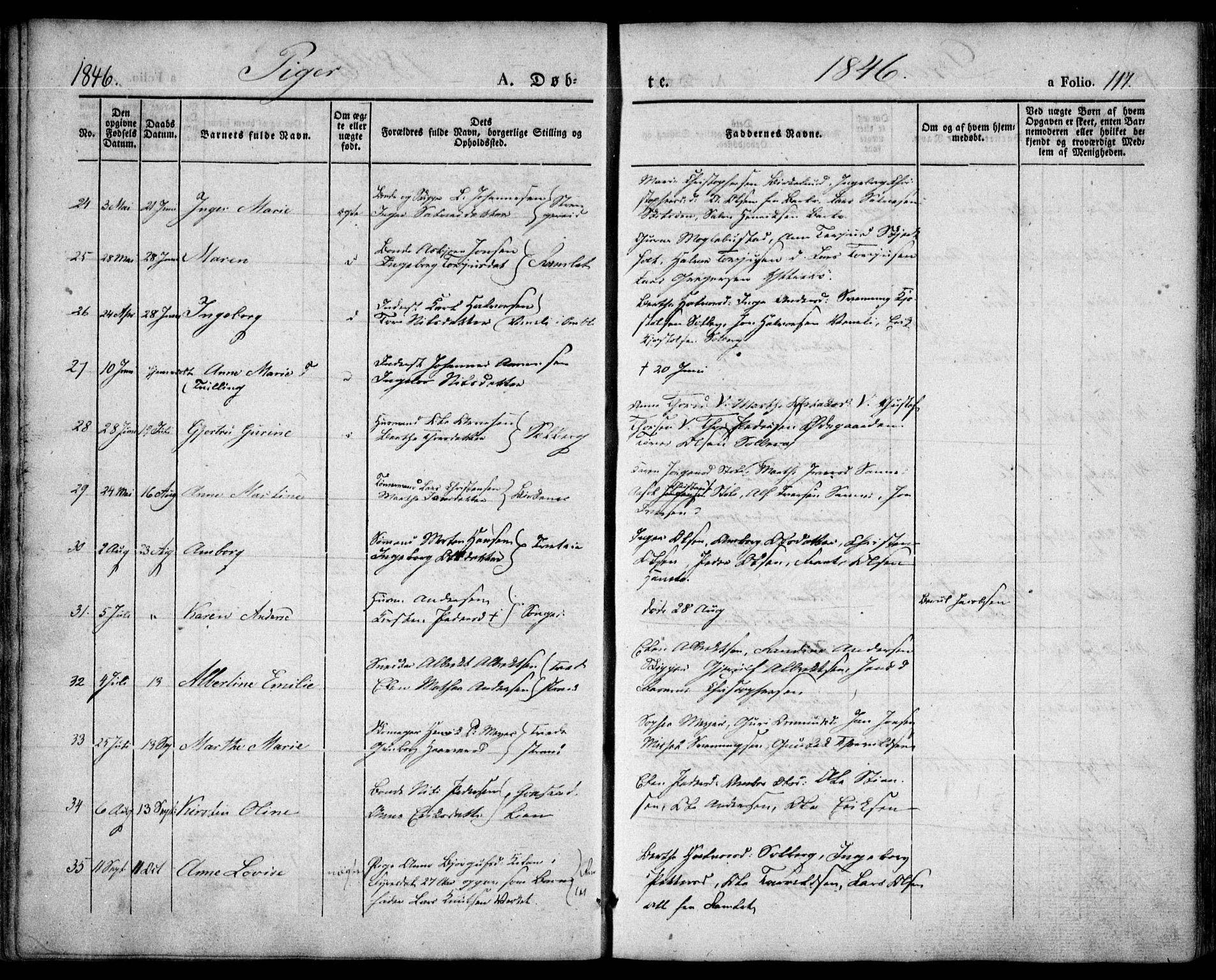 Holt sokneprestkontor, AV/SAK-1111-0021/F/Fa/L0007: Ministerialbok nr. A 7, 1836-1848, s. 117