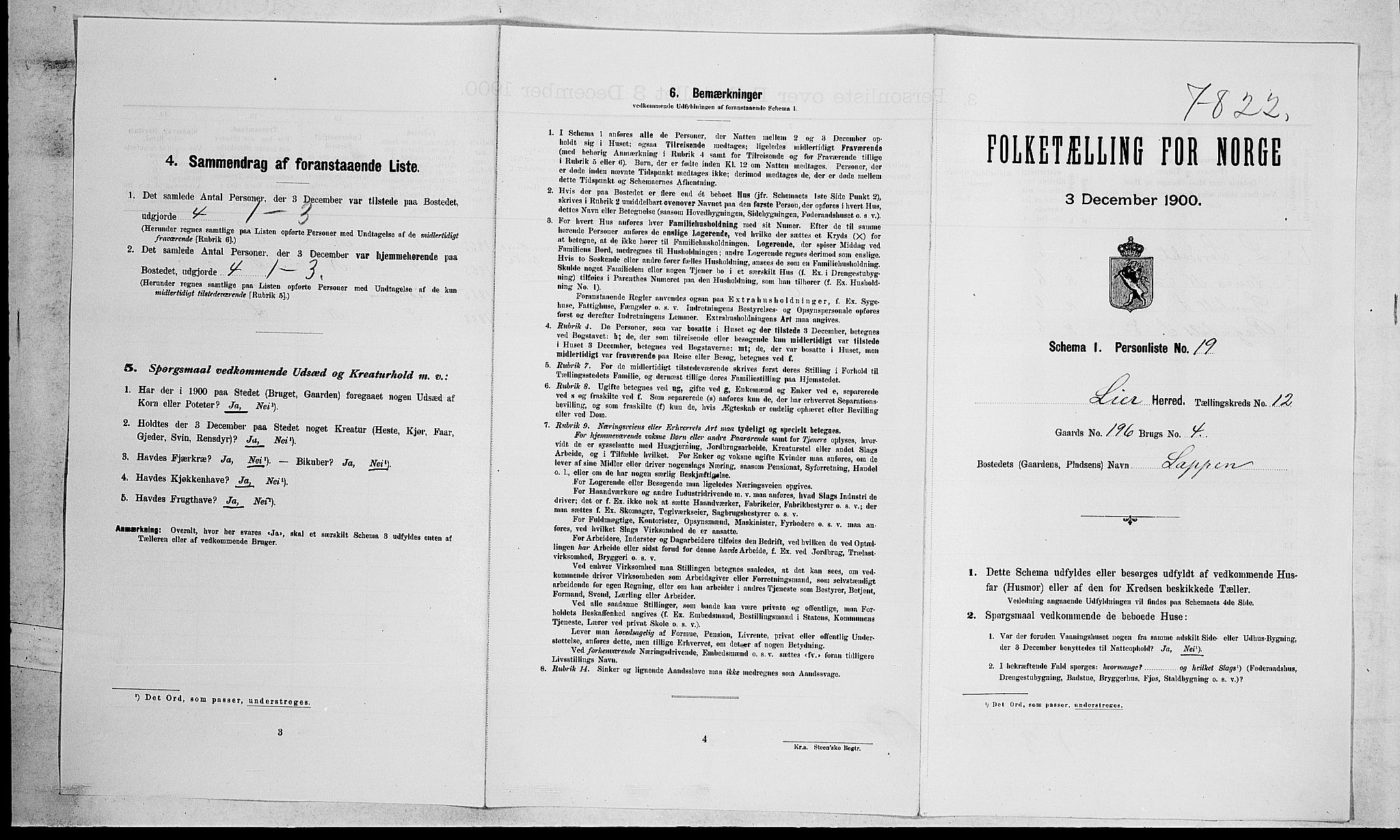 RA, Folketelling 1900 for 0626 Lier herred, 1900, s. 2054