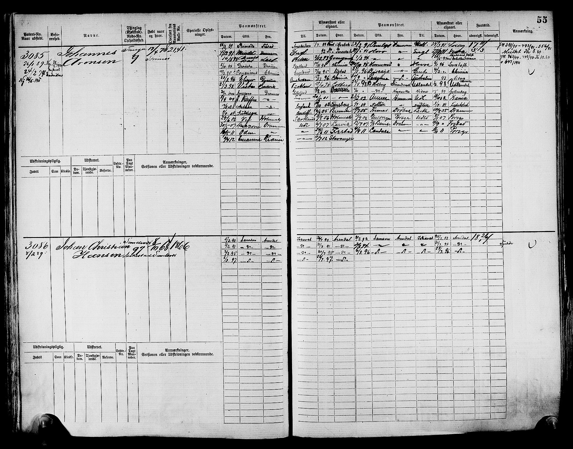 Drammen innrulleringsdistrikt, AV/SAKO-A-781/F/Fc/L0004: Hovedrulle, 1885, s. 58