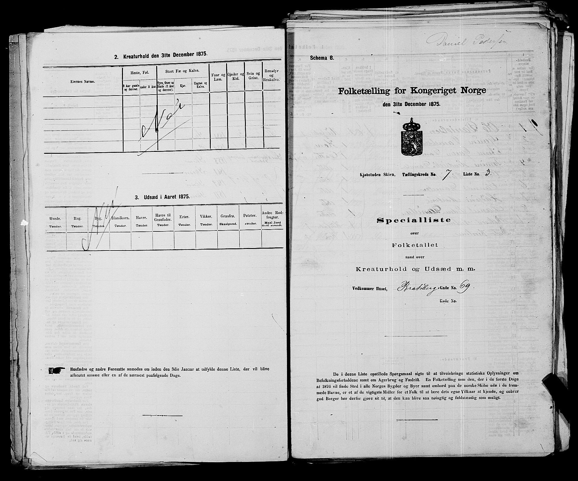 SAKO, Folketelling 1875 for 0806P Skien prestegjeld, 1875, s. 1043