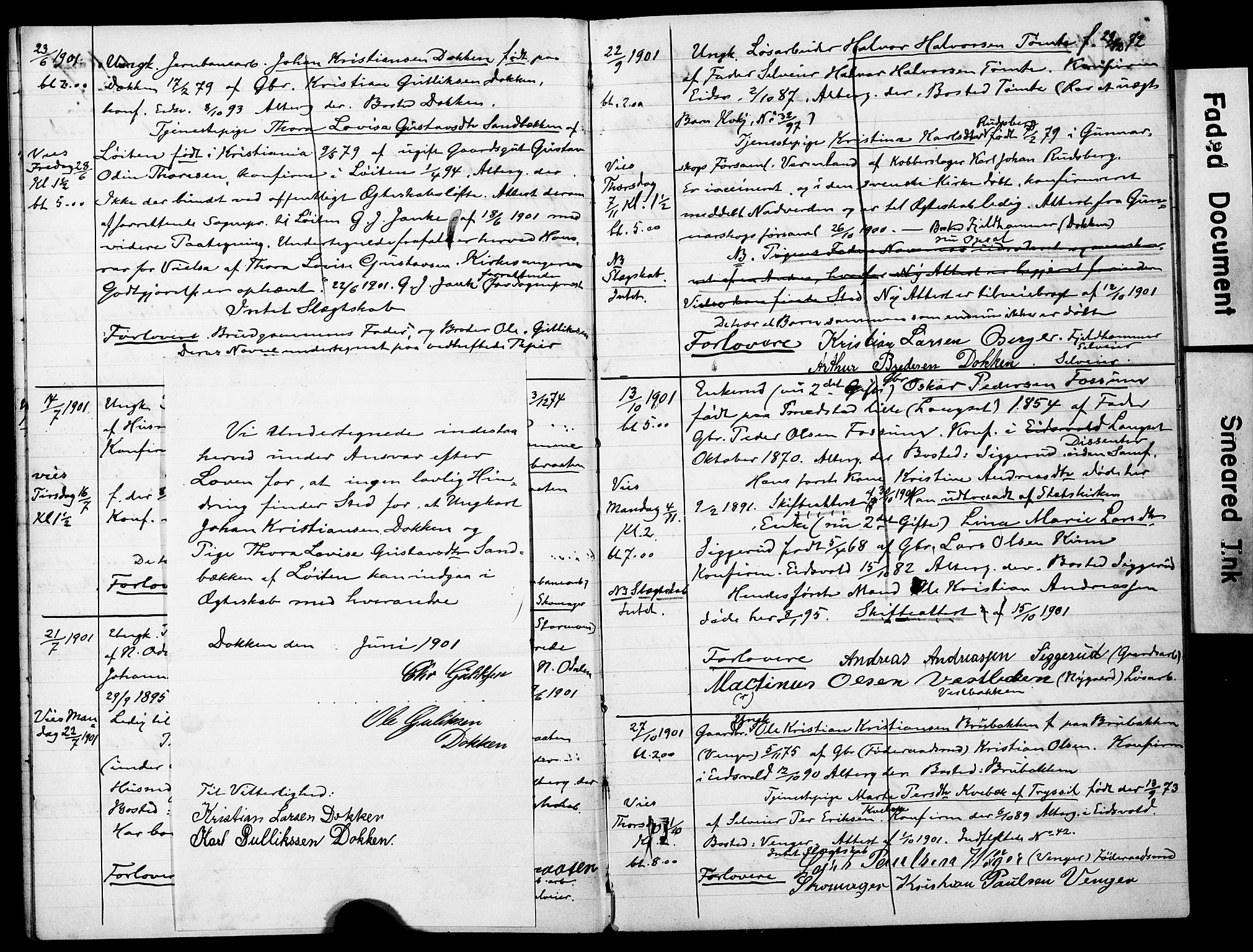 Eidsvoll prestekontor Kirkebøker, AV/SAO-A-10888/H/Ha/L0003: Lysningsprotokoll nr. 3, 1899-1905
