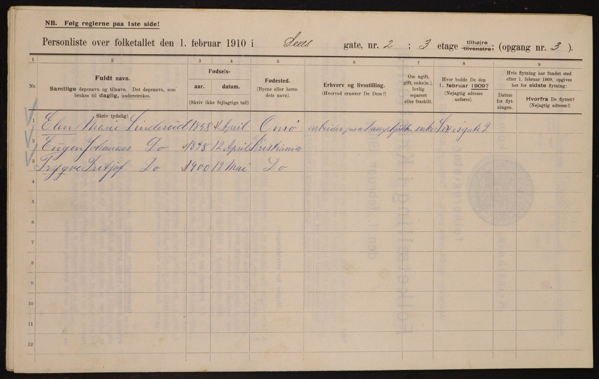 OBA, Kommunal folketelling 1.2.1910 for Kristiania, 1910, s. 90384