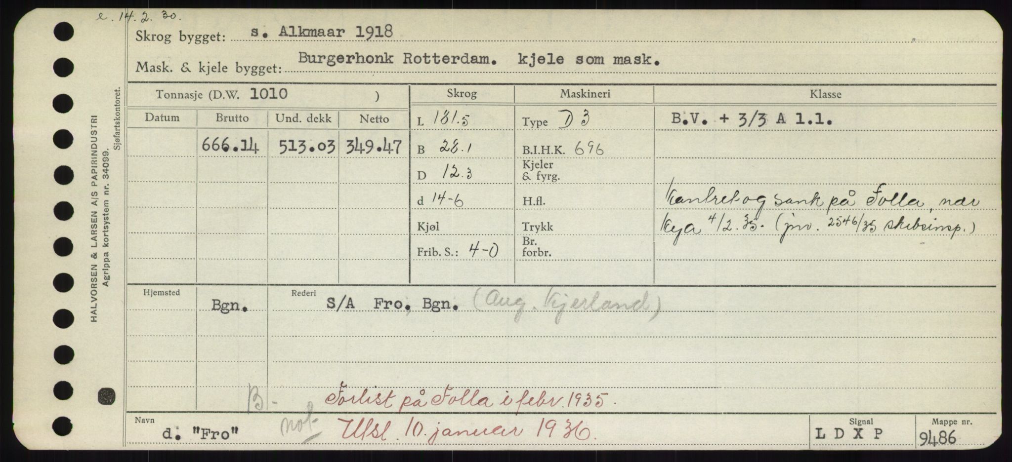 Sjøfartsdirektoratet med forløpere, Skipsmålingen, RA/S-1627/H/Hd/L0011: Fartøy, Fla-Får, s. 499