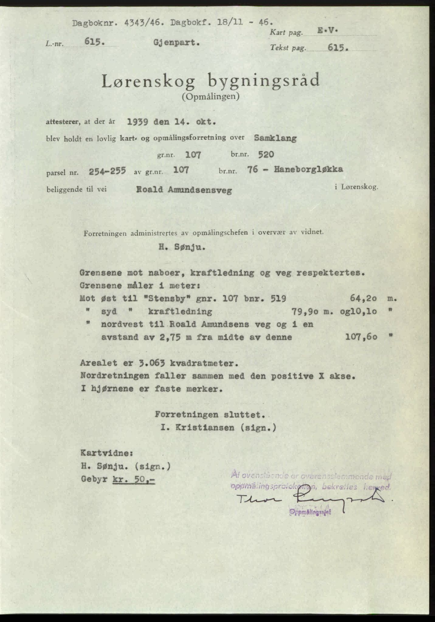 Nedre Romerike sorenskriveri, AV/SAO-A-10469/G/Gb/Gbd/L0017: Pantebok nr. 17, 1946-1946, Dagboknr: 4343/1946