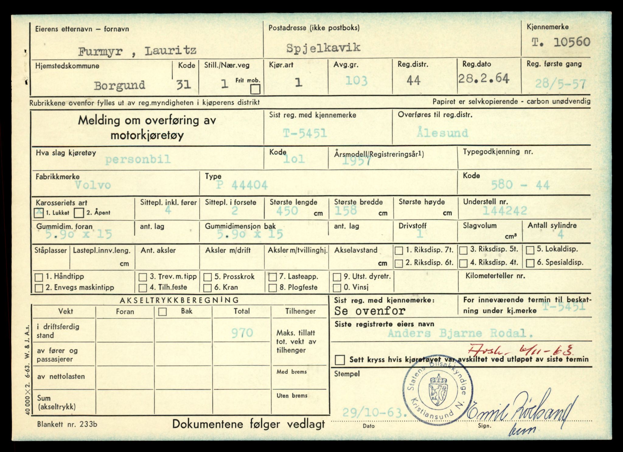 Møre og Romsdal vegkontor - Ålesund trafikkstasjon, SAT/A-4099/F/Fe/L0021: Registreringskort for kjøretøy T 10471 - T 10583, 1927-1998, s. 2551