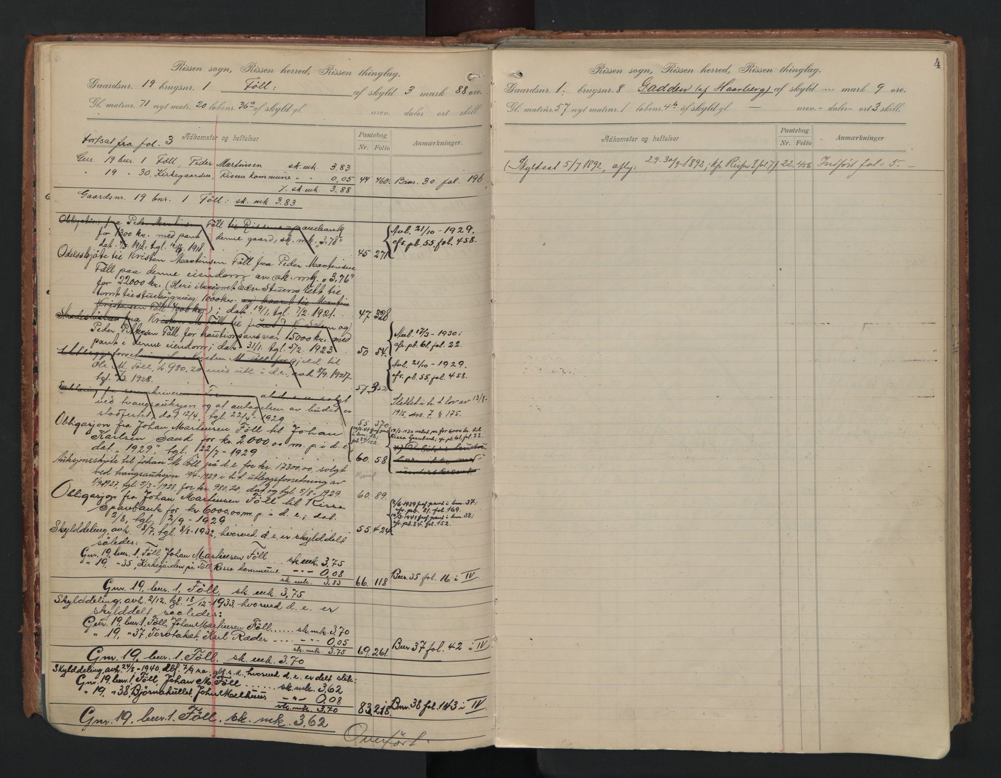 Fosen sorenskriveri, AV/SAT-A-1107/1/2/2A/L0034: Panteregister nr. 34, s. 4