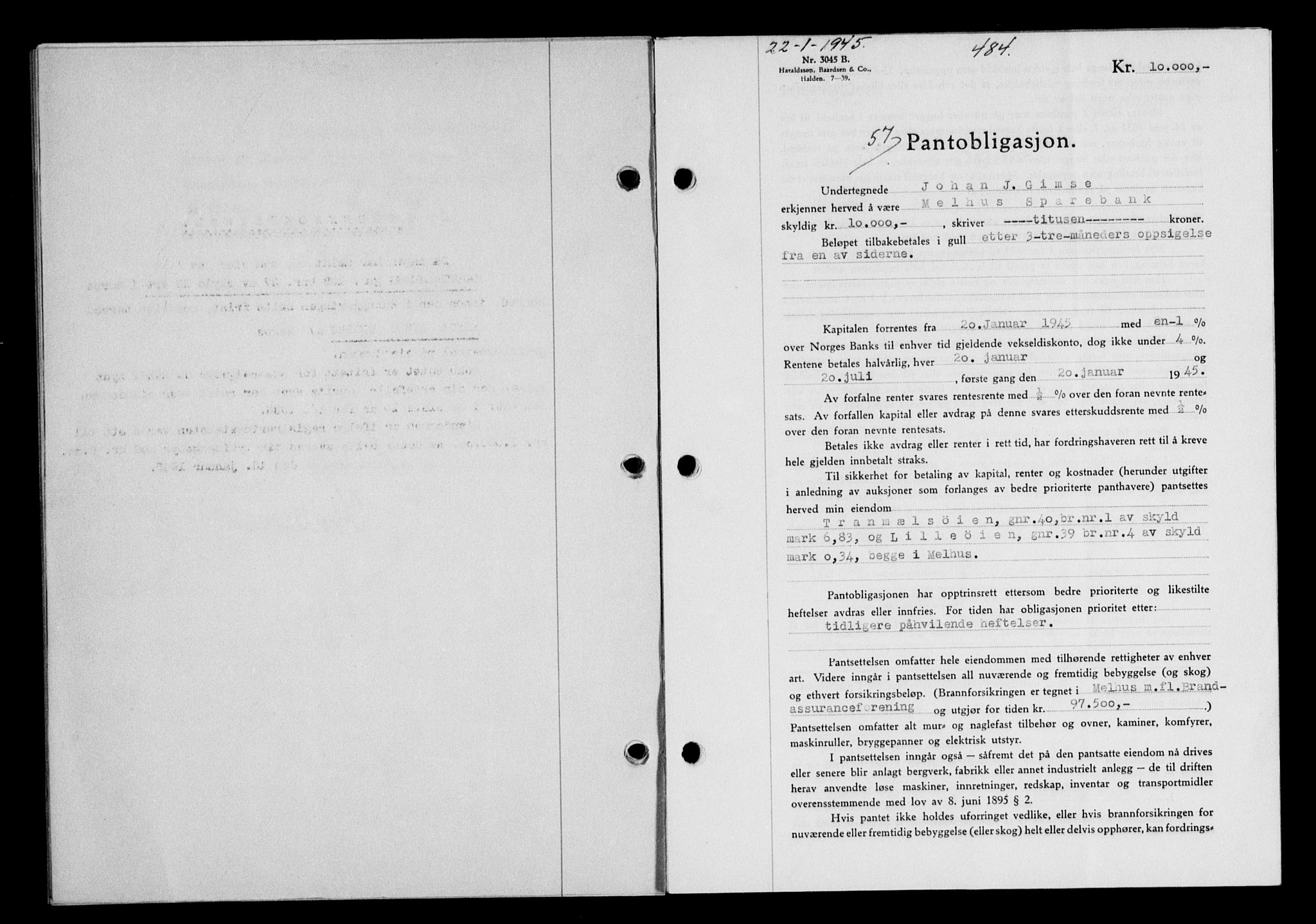 Gauldal sorenskriveri, SAT/A-0014/1/2/2C/L0058: Pantebok nr. 63, 1944-1945, Dagboknr: 57/1945