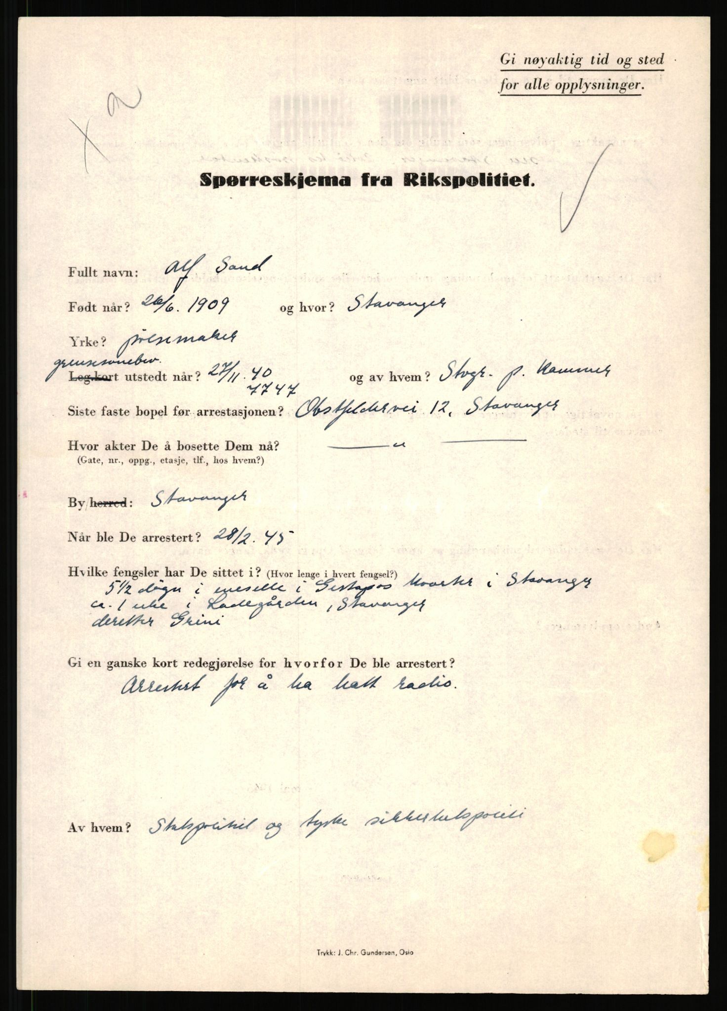 Rikspolitisjefen, AV/RA-S-1560/L/L0014: Pettersen, Aksel - Savosnick, Ernst, 1940-1945, s. 1164