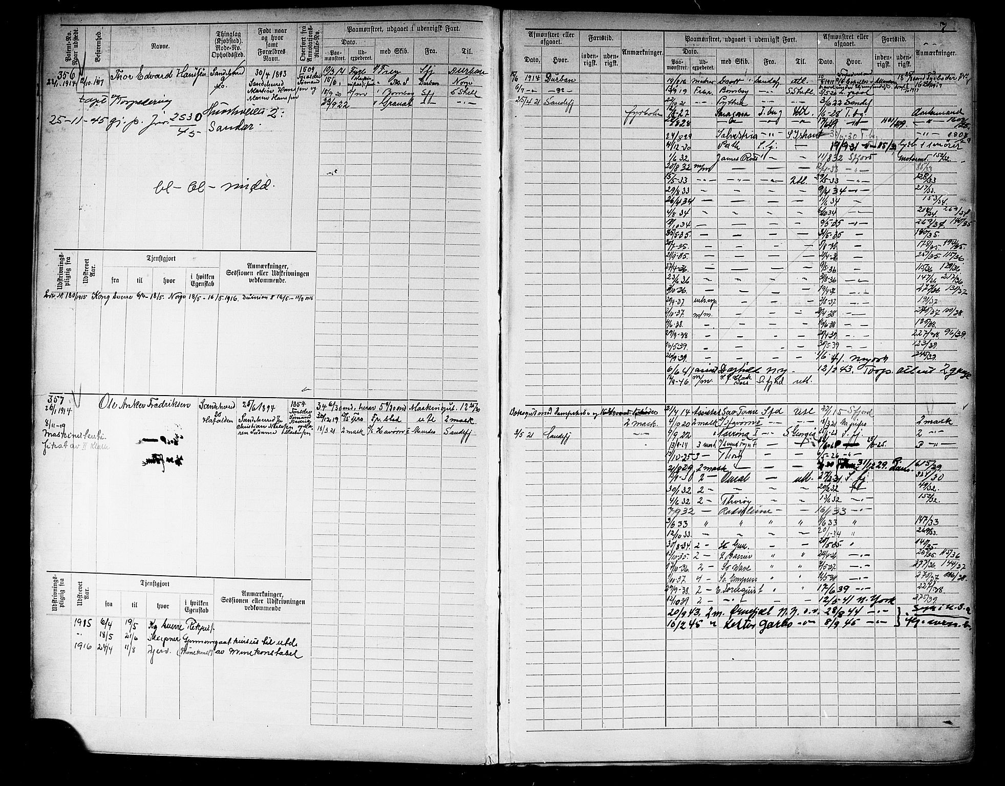 Sandefjord innrulleringskontor, AV/SAKO-A-788/F/Fc/L0006: Maskinist- og fyrbøterrulle, 1913, s. 9