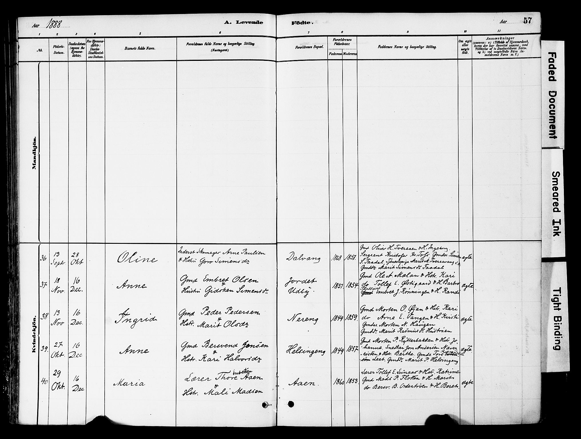 Tynset prestekontor, SAH/PREST-058/H/Ha/Haa/L0022: Ministerialbok nr. 22, 1880-1899, s. 57