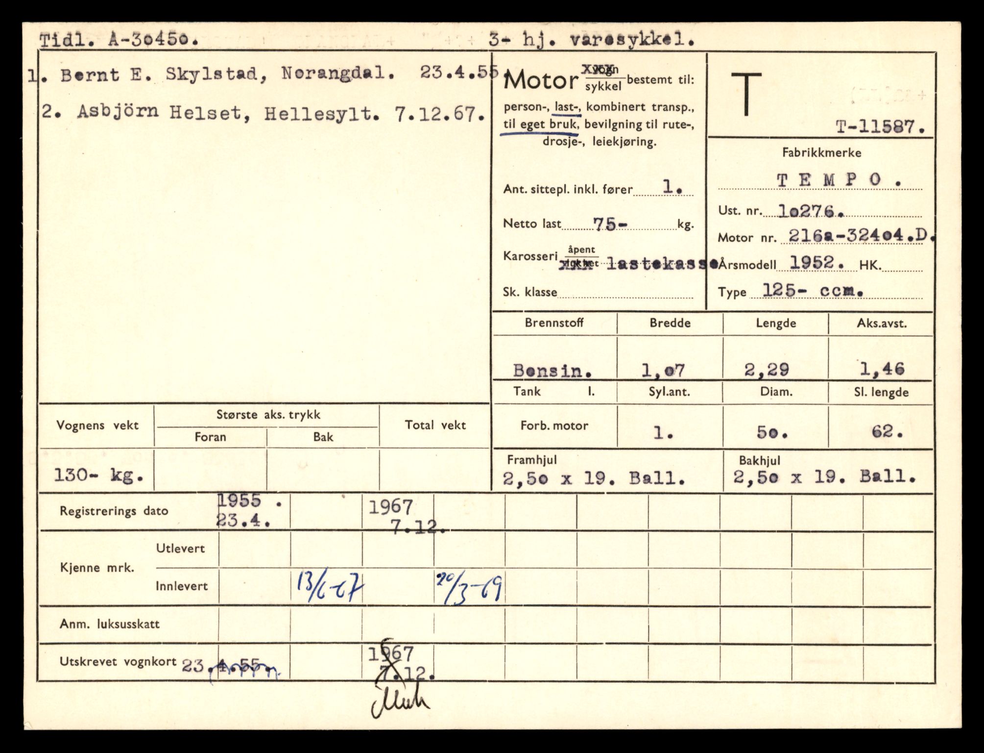 Møre og Romsdal vegkontor - Ålesund trafikkstasjon, AV/SAT-A-4099/F/Fe/L0029: Registreringskort for kjøretøy T 11430 - T 11619, 1927-1998, s. 2495