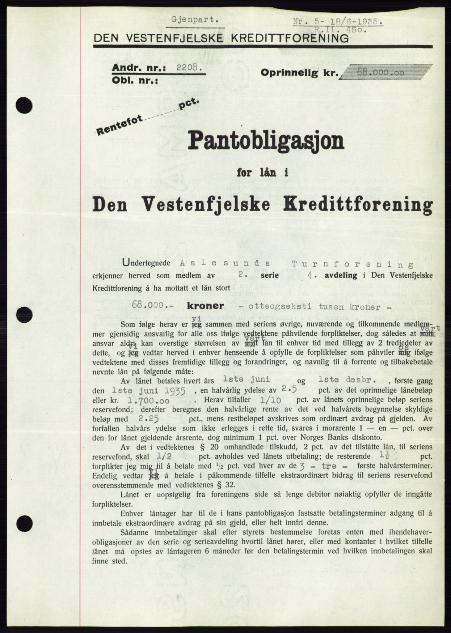 Ålesund byfogd, AV/SAT-A-4384: Pantebok nr. 32, 1934-1935, Tingl.dato: 18.06.1935