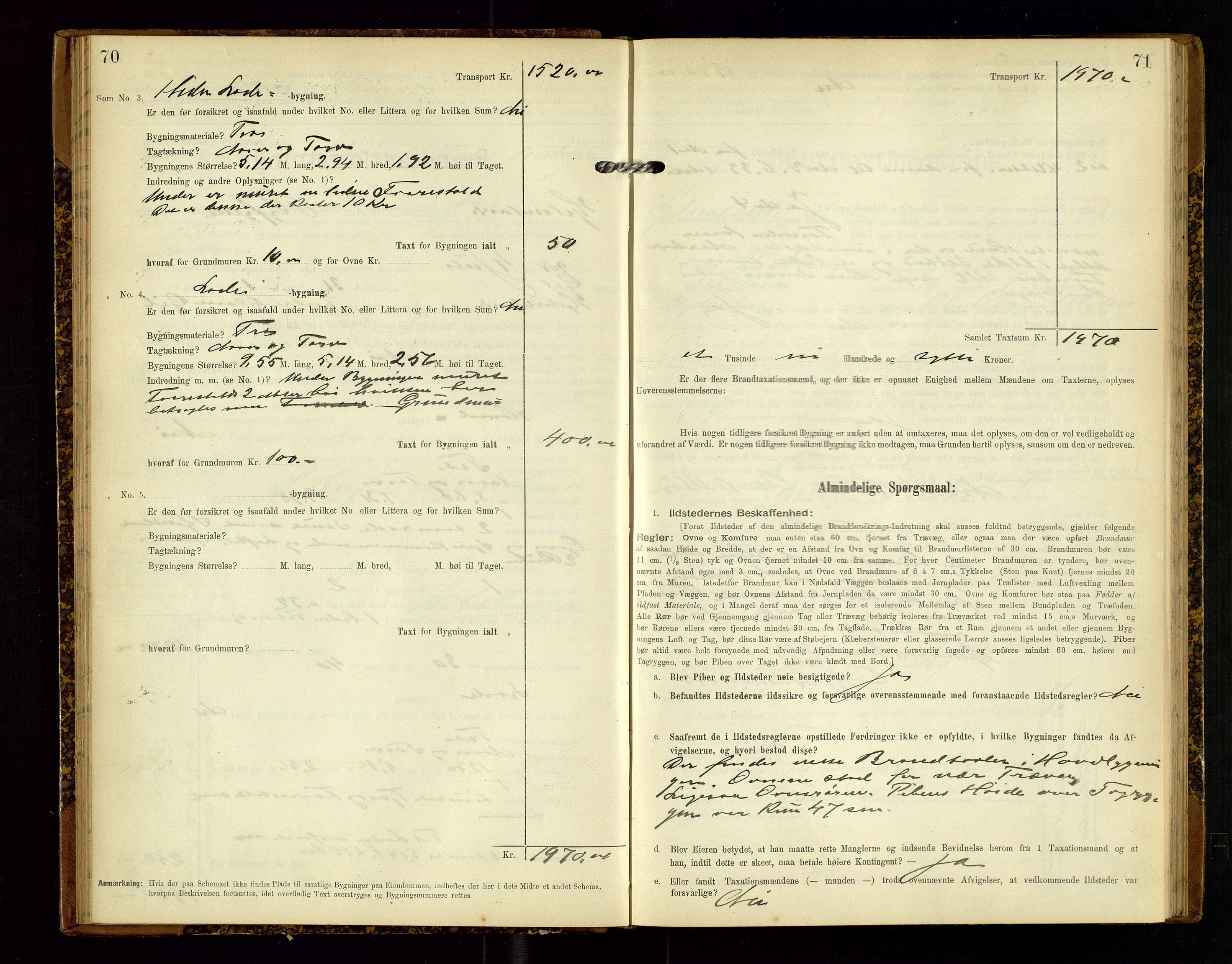 Hjelmeland lensmannskontor, AV/SAST-A-100439/Gob/L0002: "Brandtaxationsprotokol", 1904-1920, s. 70-71