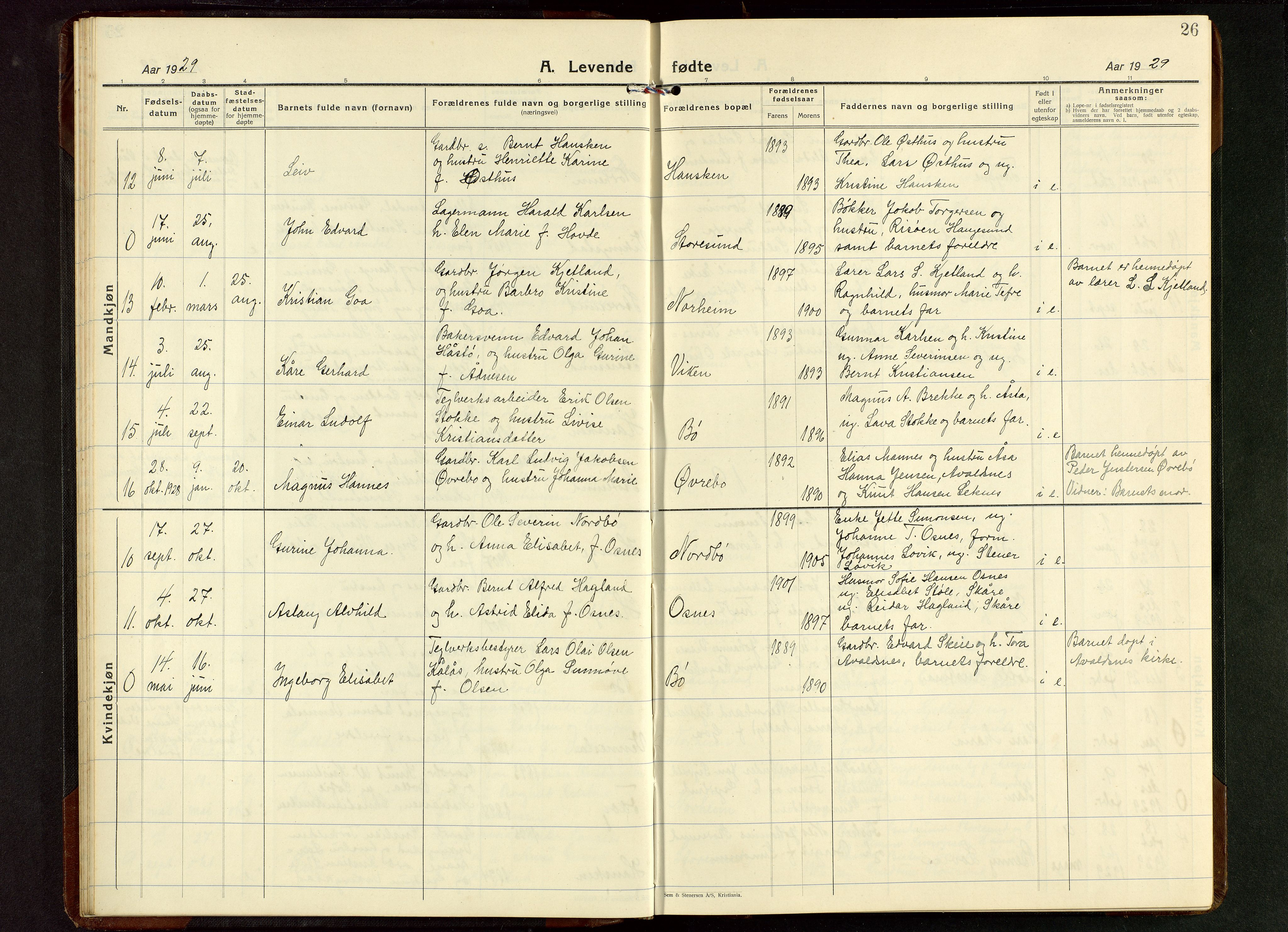 Torvastad sokneprestkontor, AV/SAST-A -101857/H/Ha/Hab/L0009: Klokkerbok nr. B 9, 1924-1949, s. 26