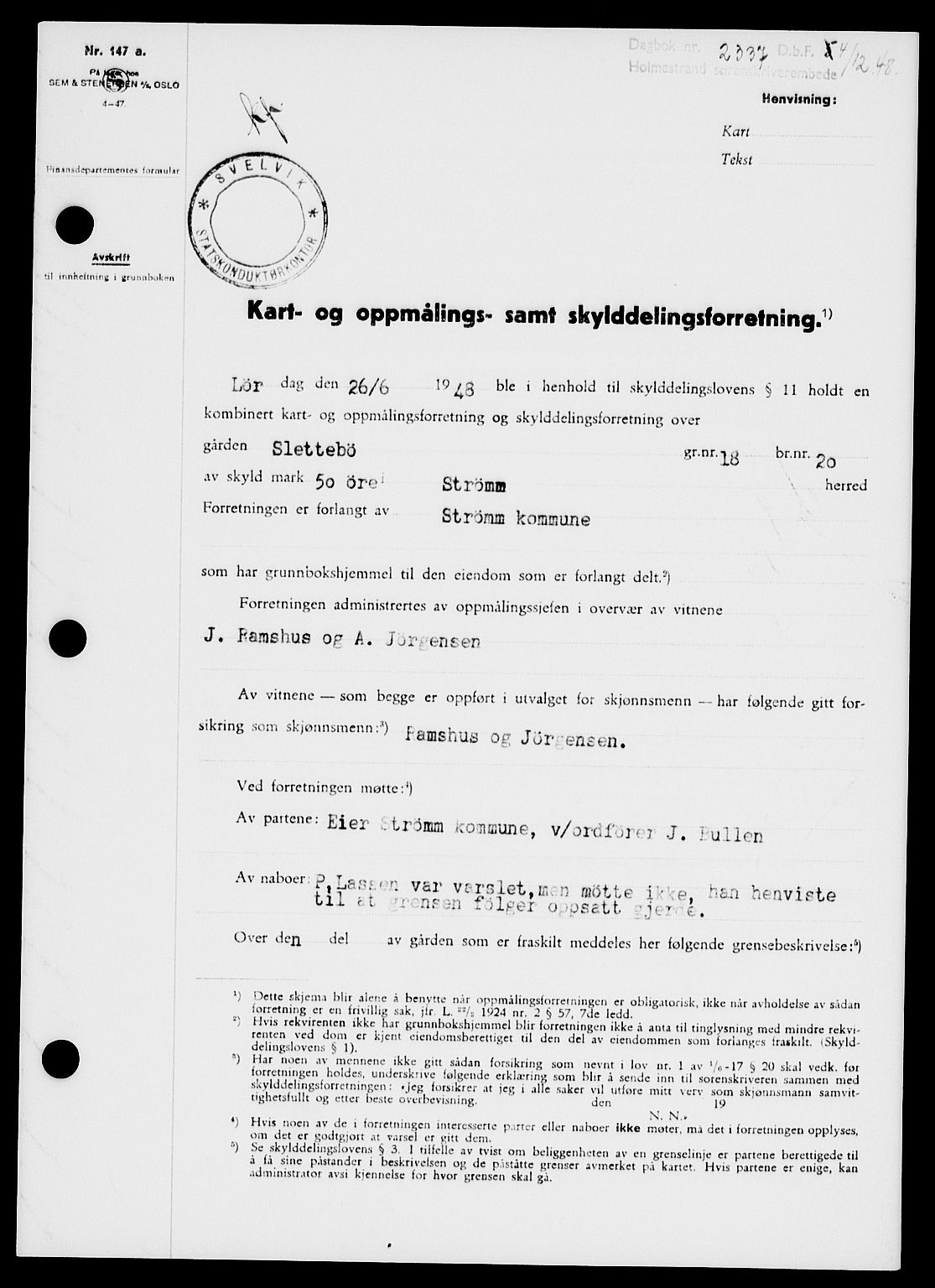 Holmestrand sorenskriveri, SAKO/A-67/G/Ga/Gaa/L0065: Pantebok nr. A-65, 1948-1949, Dagboknr: 2337/1948