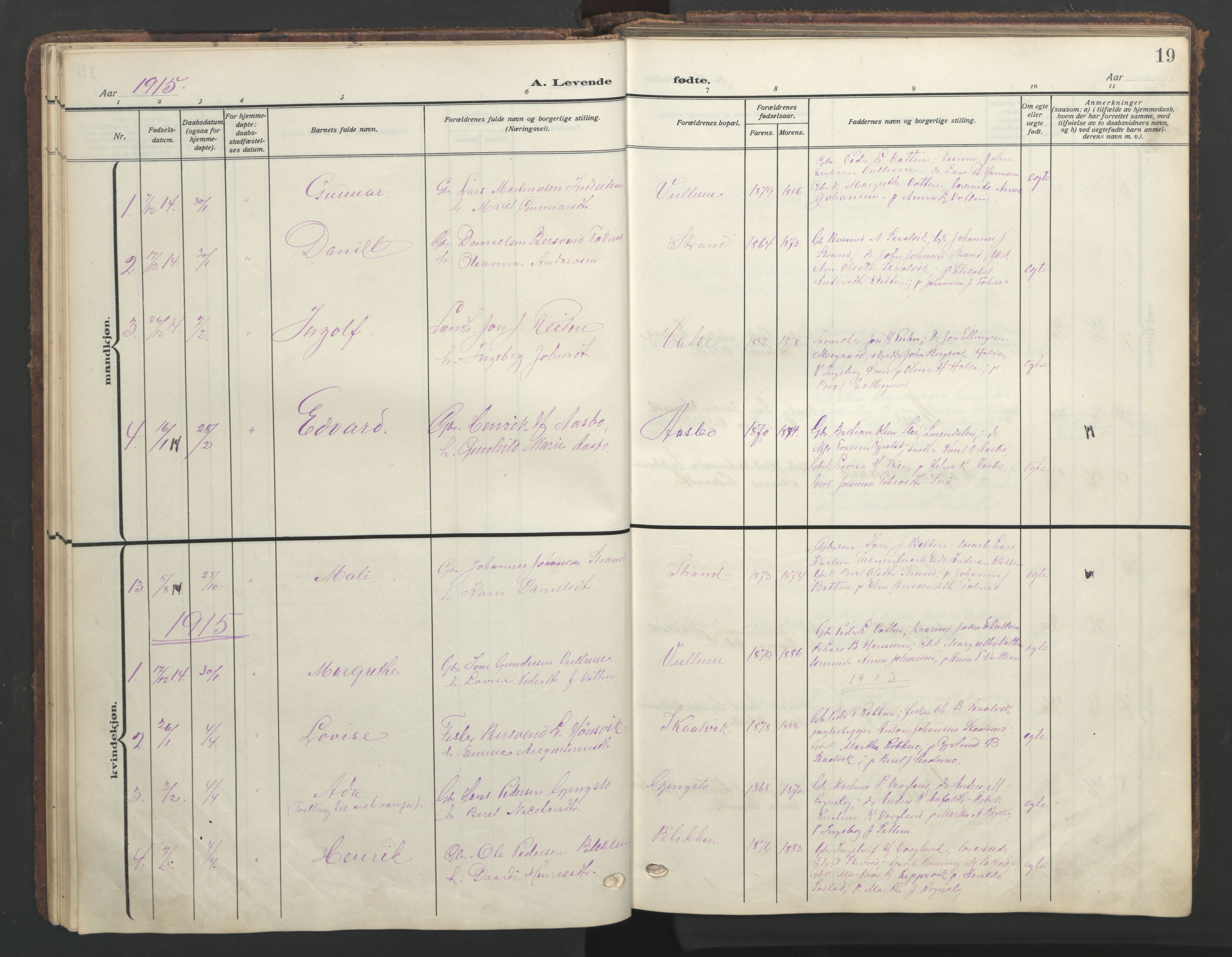 Ministerialprotokoller, klokkerbøker og fødselsregistre - Møre og Romsdal, AV/SAT-A-1454/576/L0891: Klokkerbok nr. 576C02, 1909-1946, s. 19