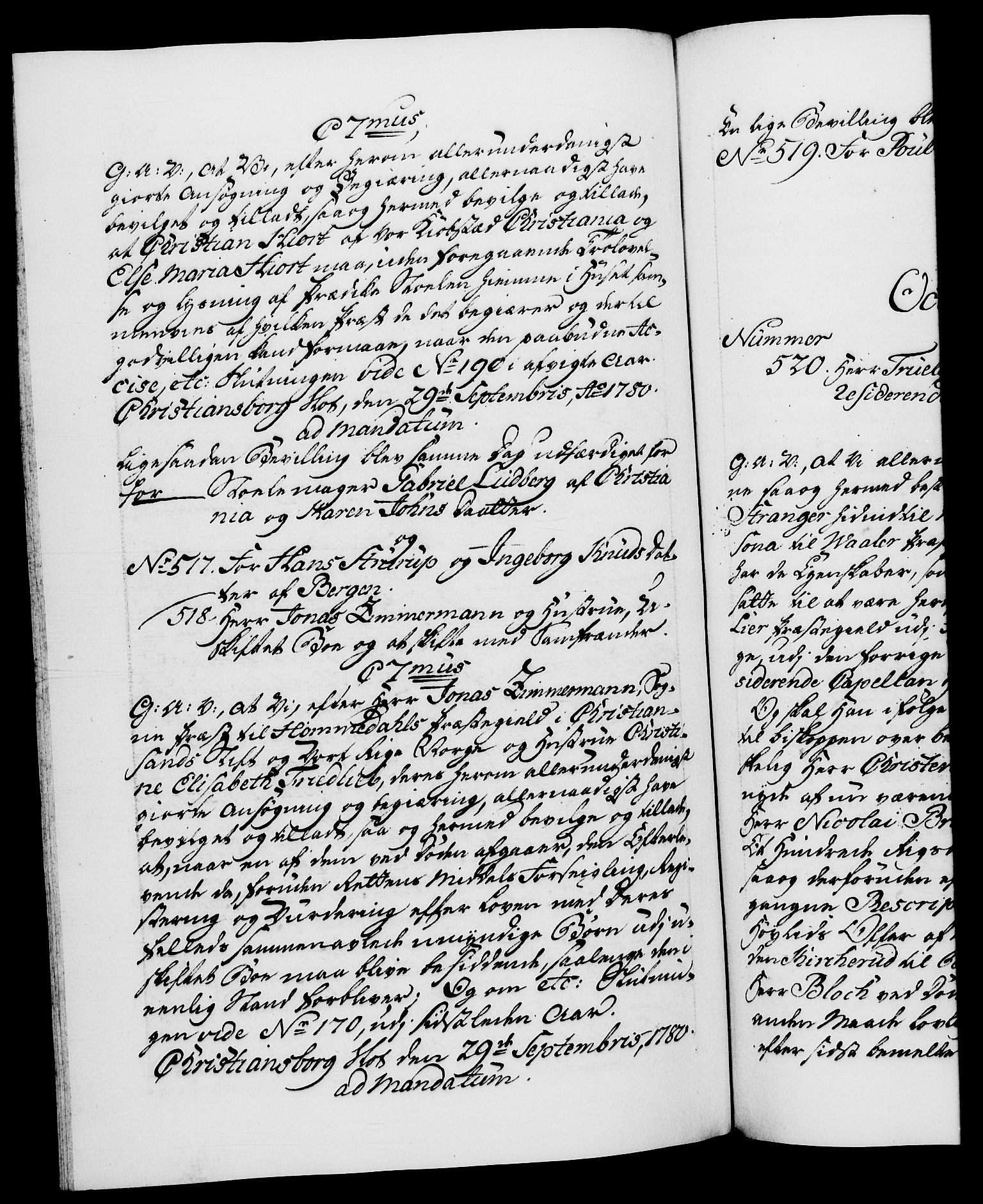 Danske Kanselli 1572-1799, RA/EA-3023/F/Fc/Fca/Fcaa/L0048: Norske registre, 1779-1781, s. 413b
