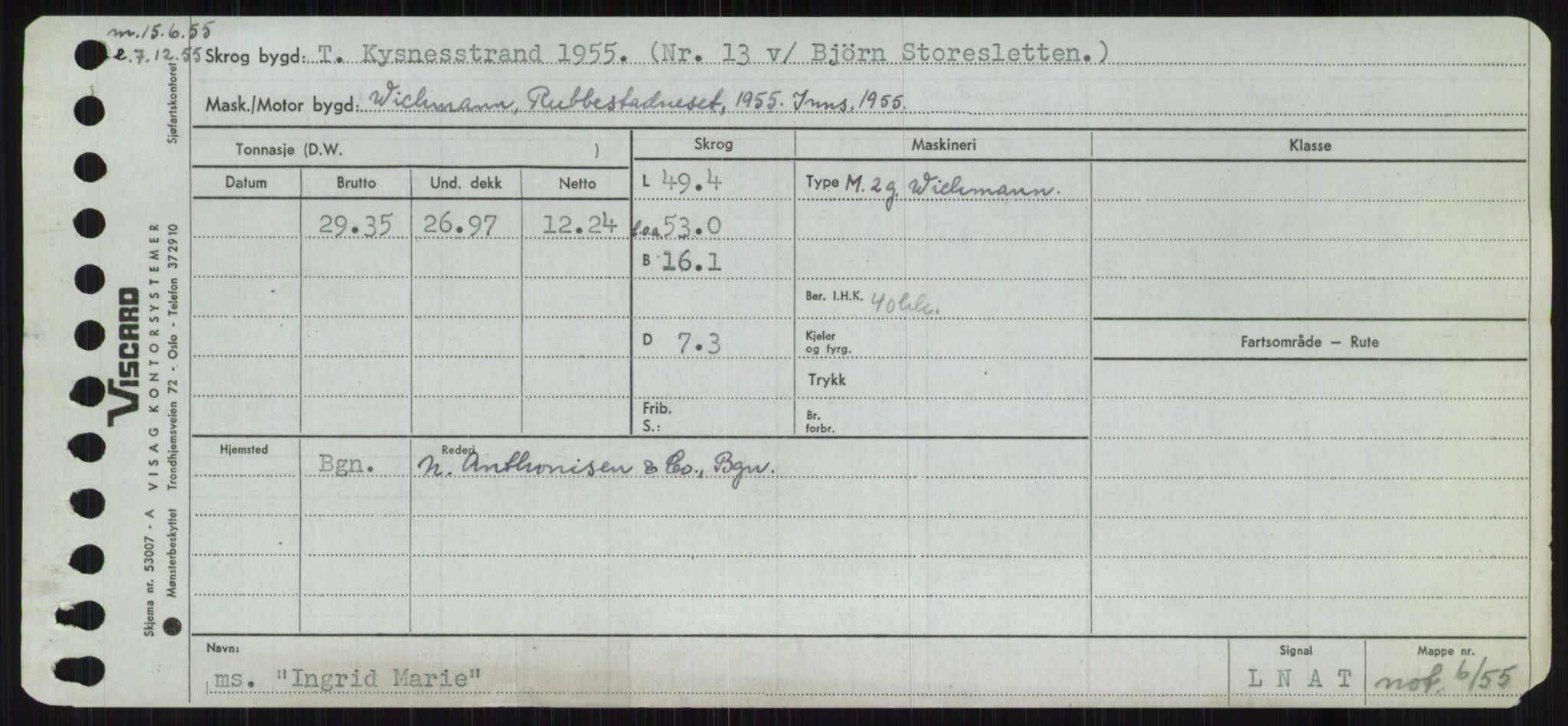 Sjøfartsdirektoratet med forløpere, Skipsmålingen, RA/S-1627/H/Ha/L0003/0001: Fartøy, Hilm-Mar / Fartøy, Hilm-Kol, s. 345