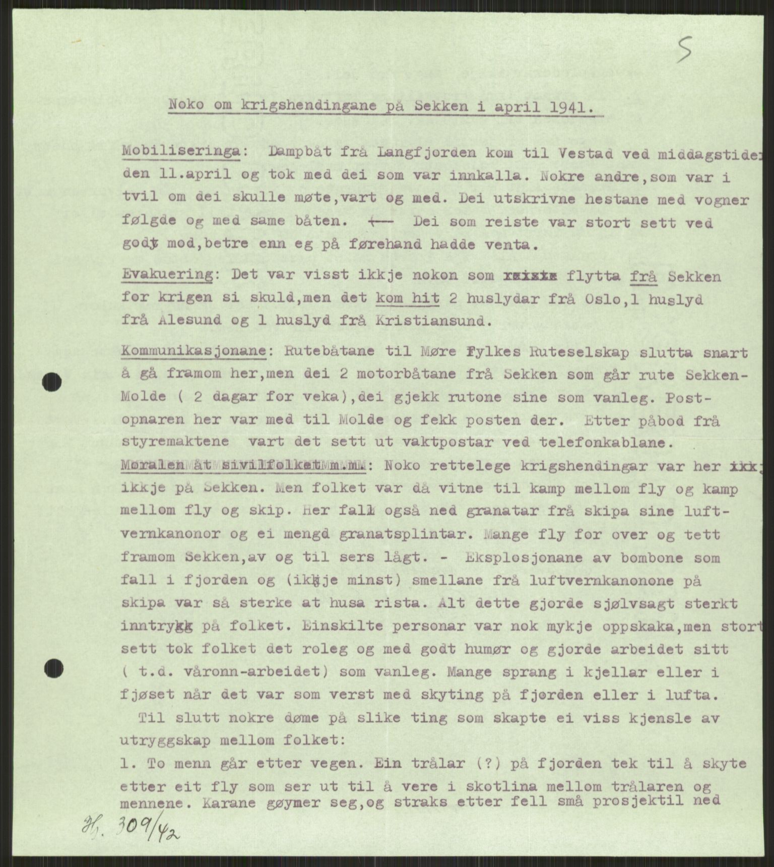 Forsvaret, Forsvarets krigshistoriske avdeling, RA/RAFA-2017/Y/Ya/L0015: II-C-11-31 - Fylkesmenn.  Rapporter om krigsbegivenhetene 1940., 1940, s. 765