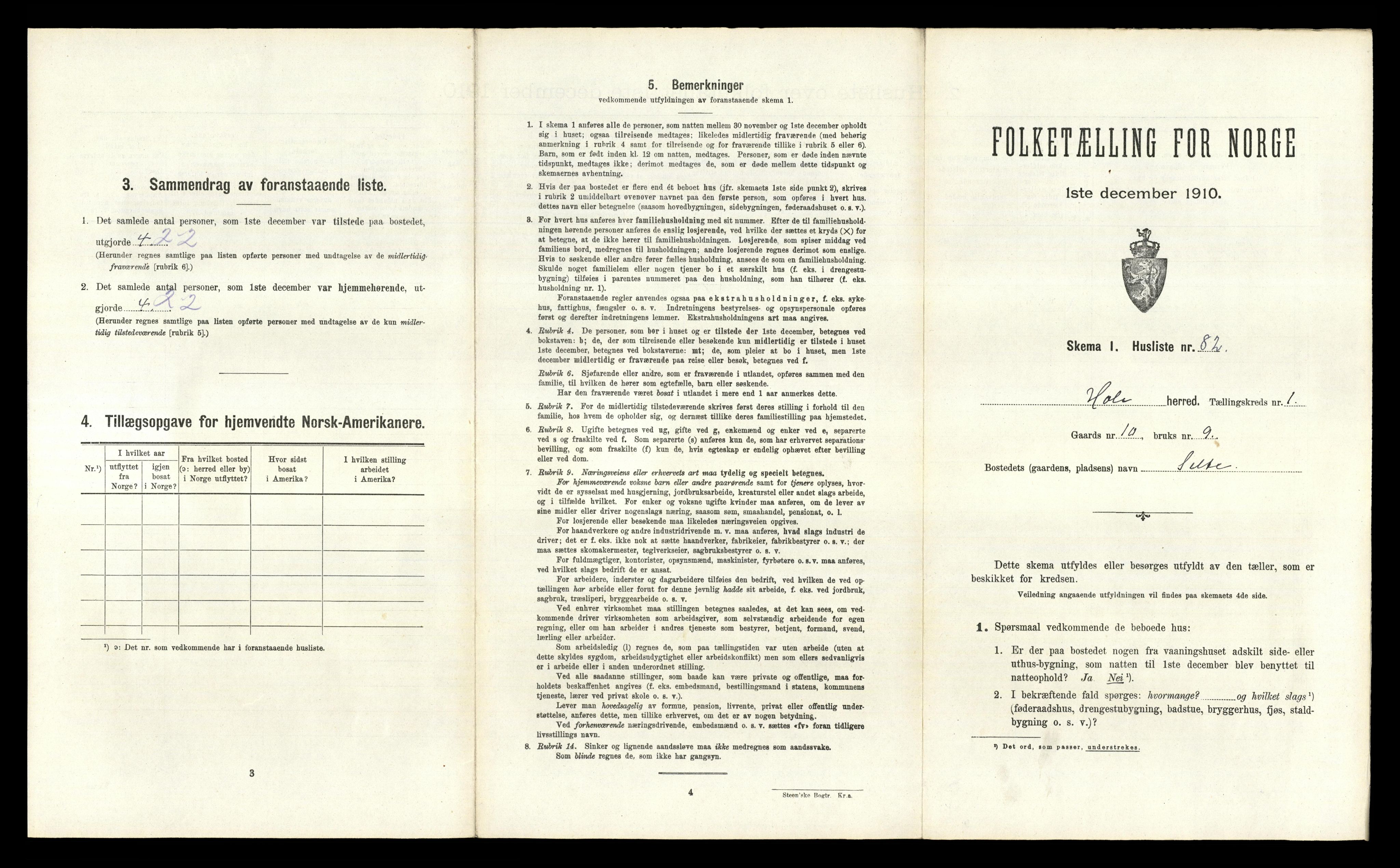 RA, Folketelling 1910 for 0612 Hole herred, 1910, s. 200