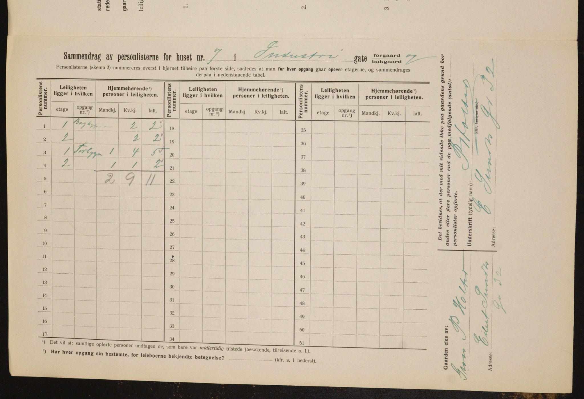 OBA, Kommunal folketelling 1.2.1912 for Kristiania, 1912, s. 43567