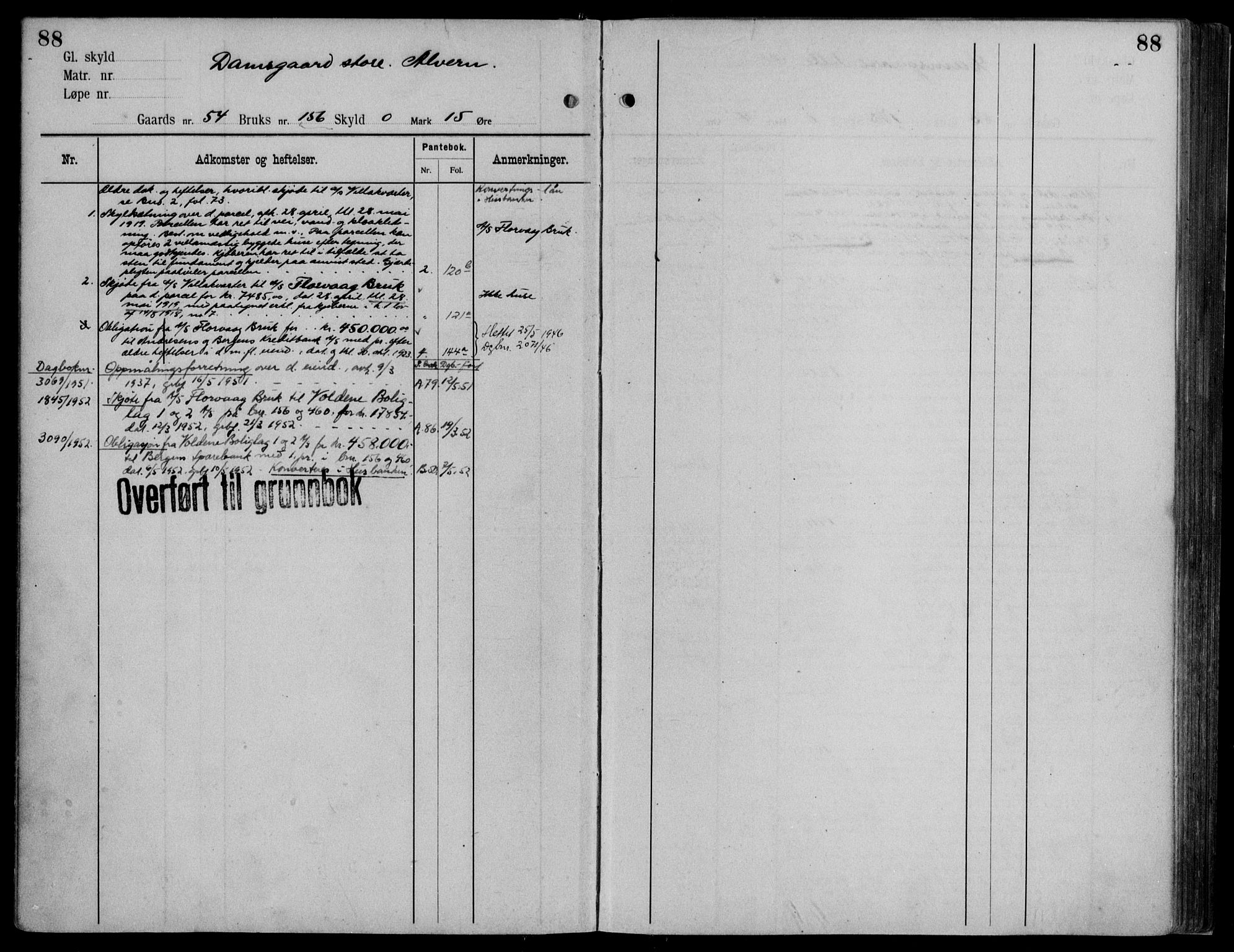 Midhordland sorenskriveri, AV/SAB-A-3001/1/G/Ga/Gab/L0115: Panteregister nr. II.A.b.115, s. 88