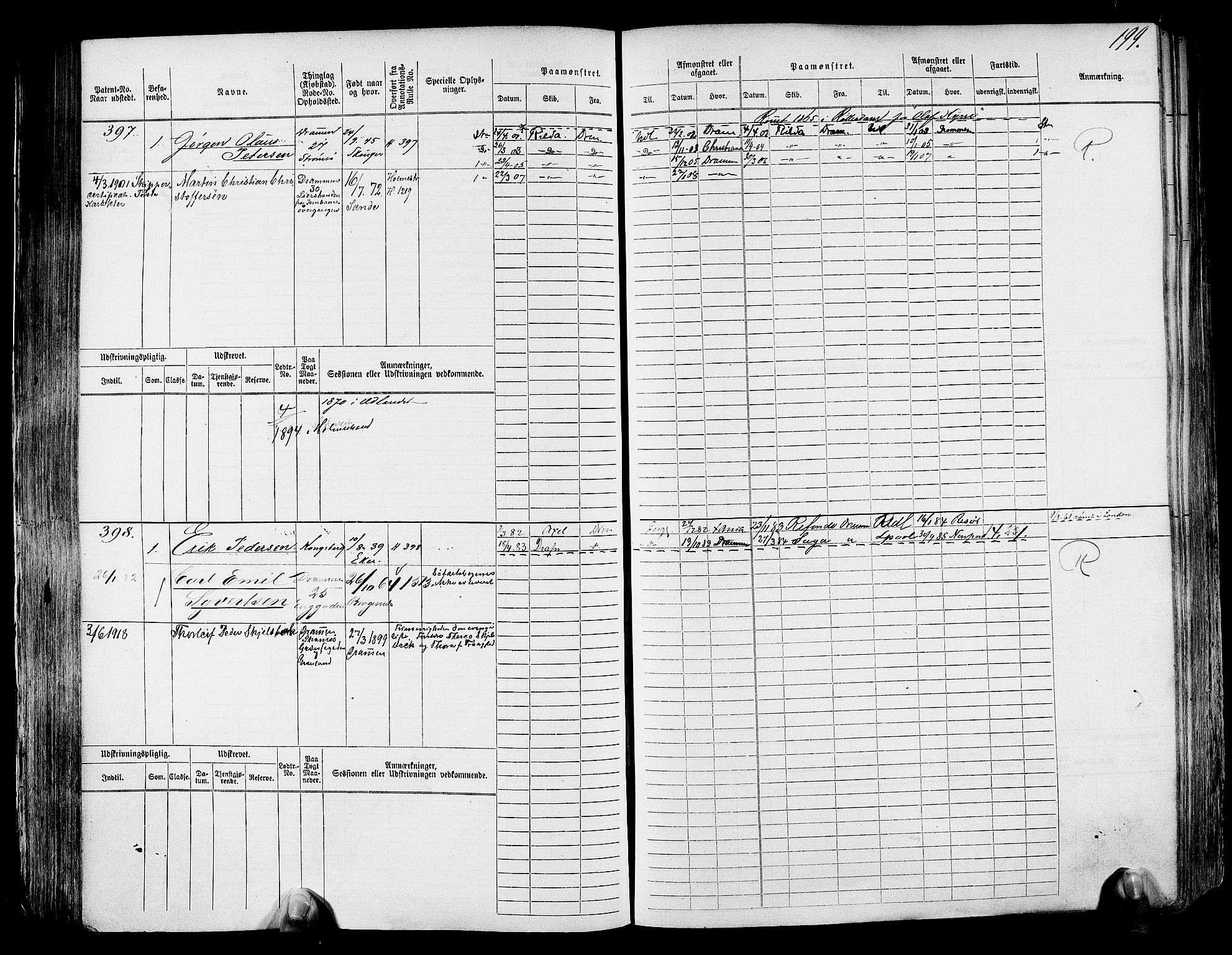 Drammen innrulleringsdistrikt, SAKO/A-781/F/Fc/L0001: Hovedrulle, 1868, s. 203