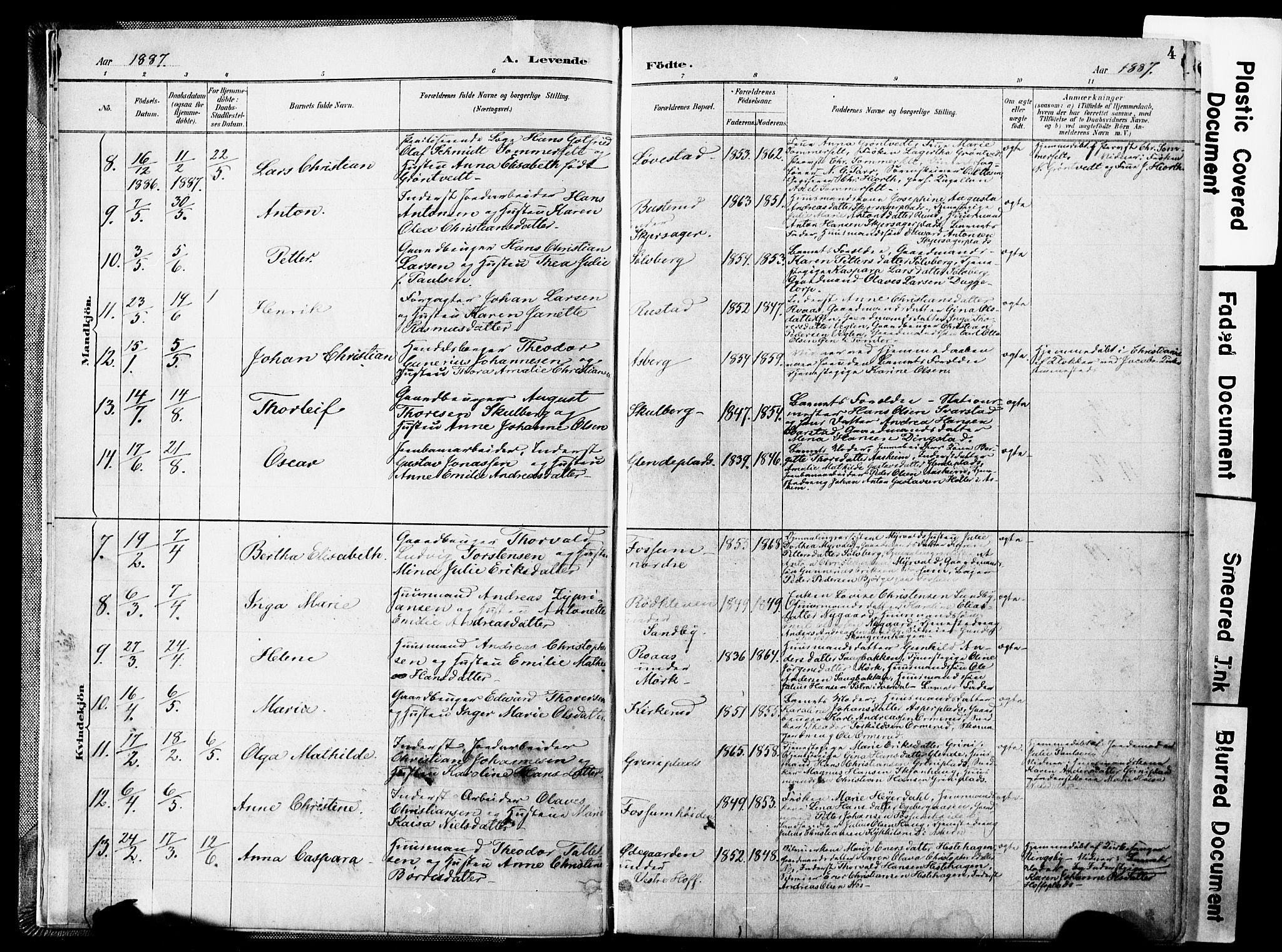 Spydeberg prestekontor Kirkebøker, AV/SAO-A-10924/F/Fa/L0008: Ministerialbok nr. I 8, 1886-1900, s. 4