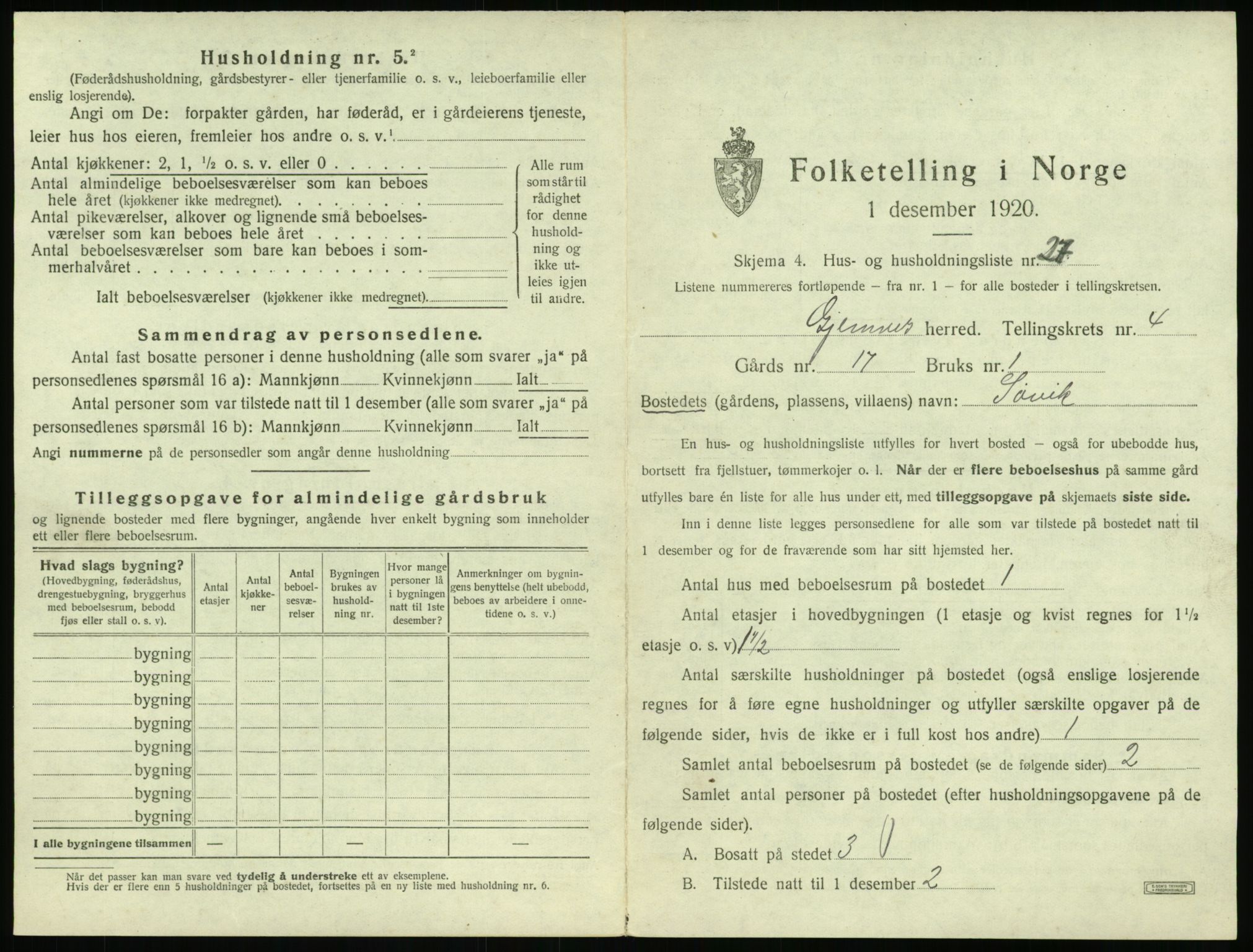 SAT, Folketelling 1920 for 1557 Gjemnes herred, 1920, s. 310