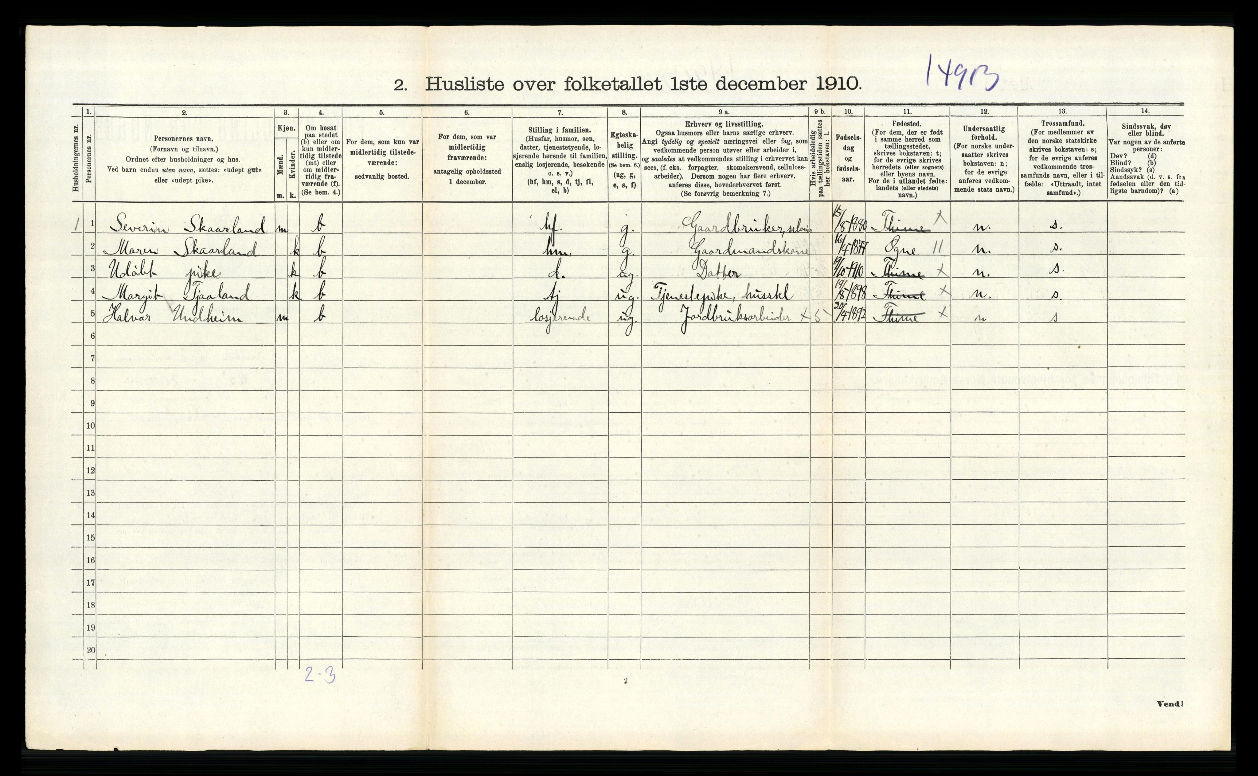 RA, Folketelling 1910 for 1121 Time herred, 1910, s. 1010