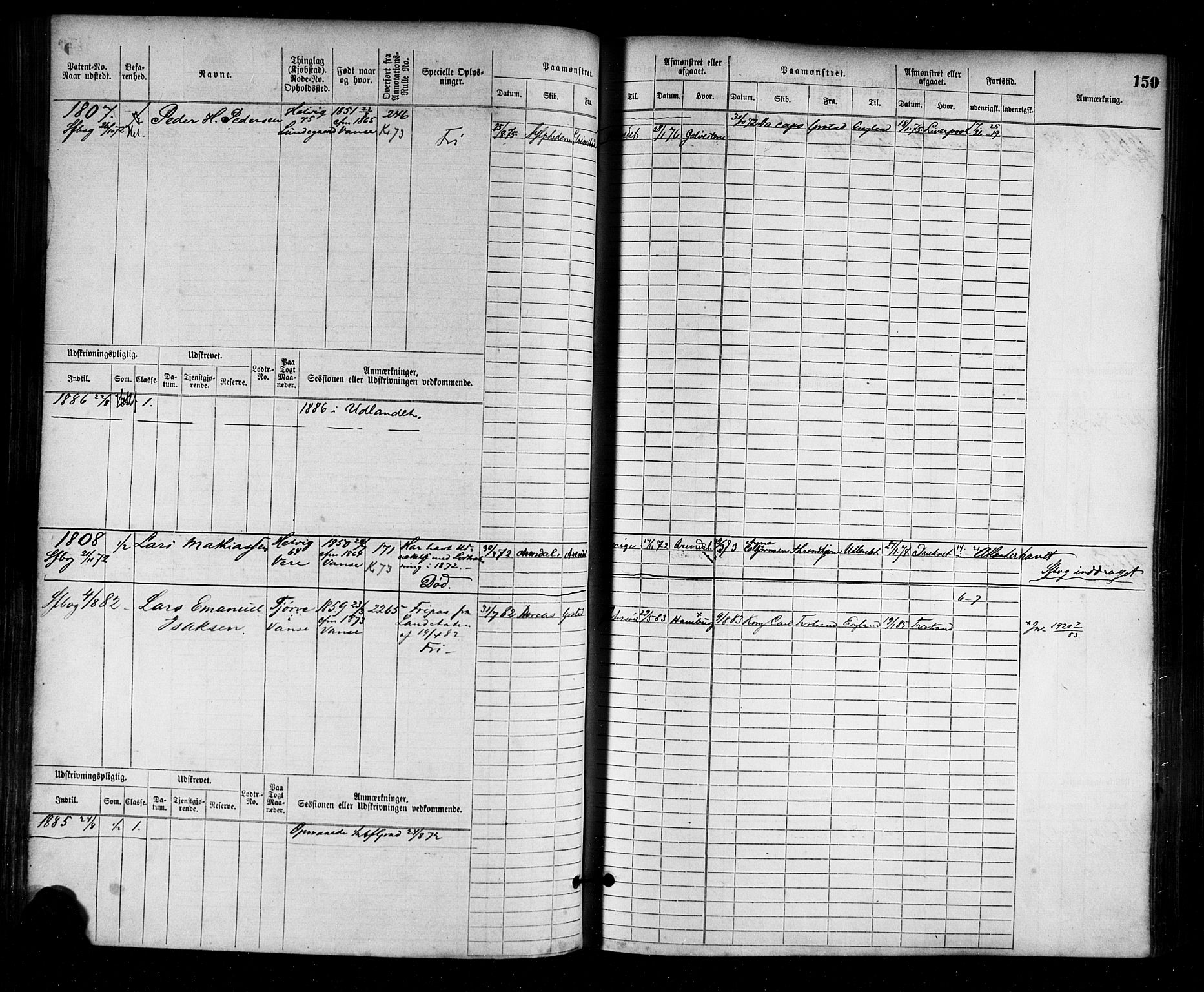 Farsund mønstringskrets, AV/SAK-2031-0017/F/Fb/L0003: Hovedrulle nr 1509-2274, M-6, 1868-1915, s. 156