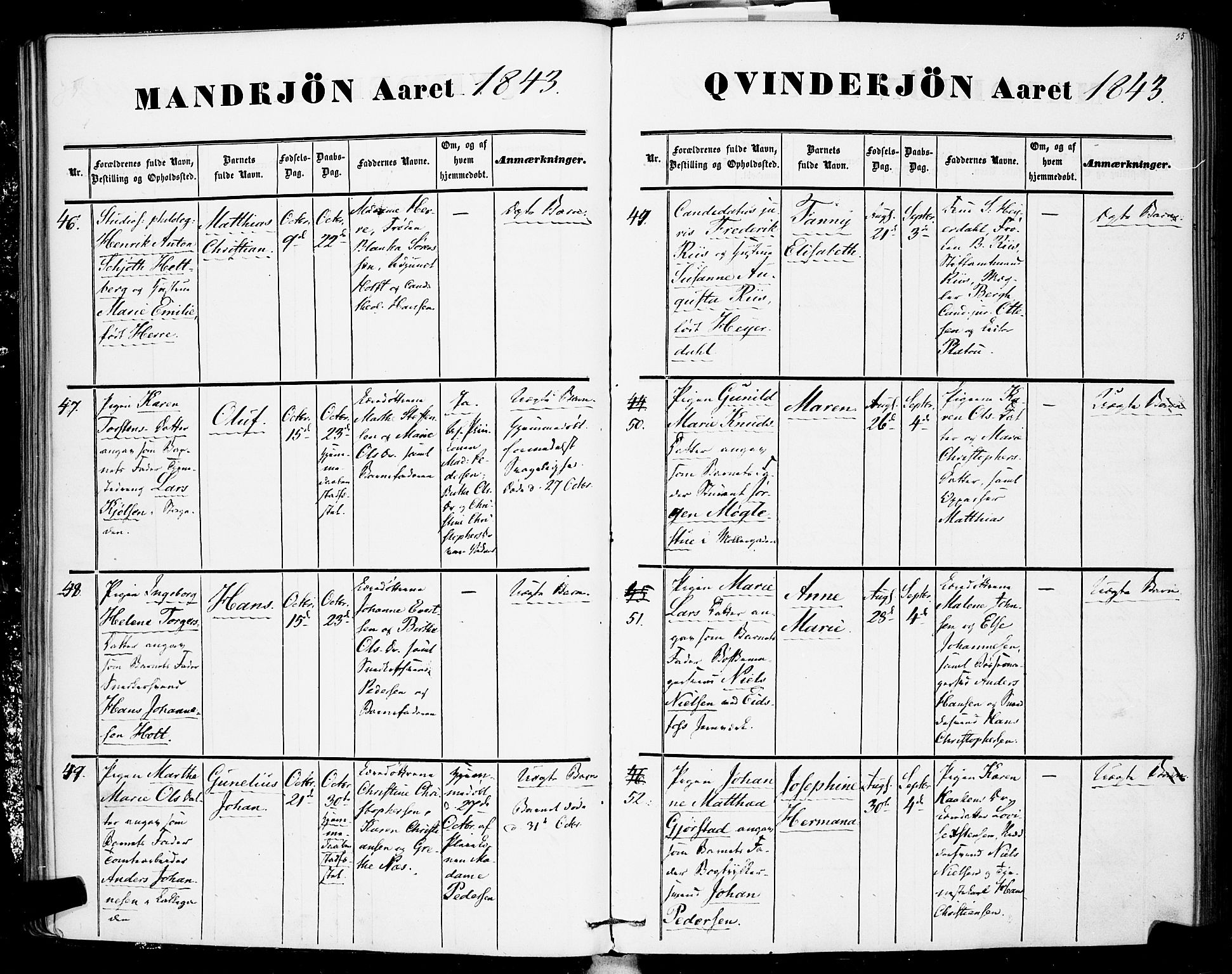 Rikshospitalet prestekontor Kirkebøker, AV/SAO-A-10309b/F/L0003: Ministerialbok nr. 3, 1841-1853, s. 55