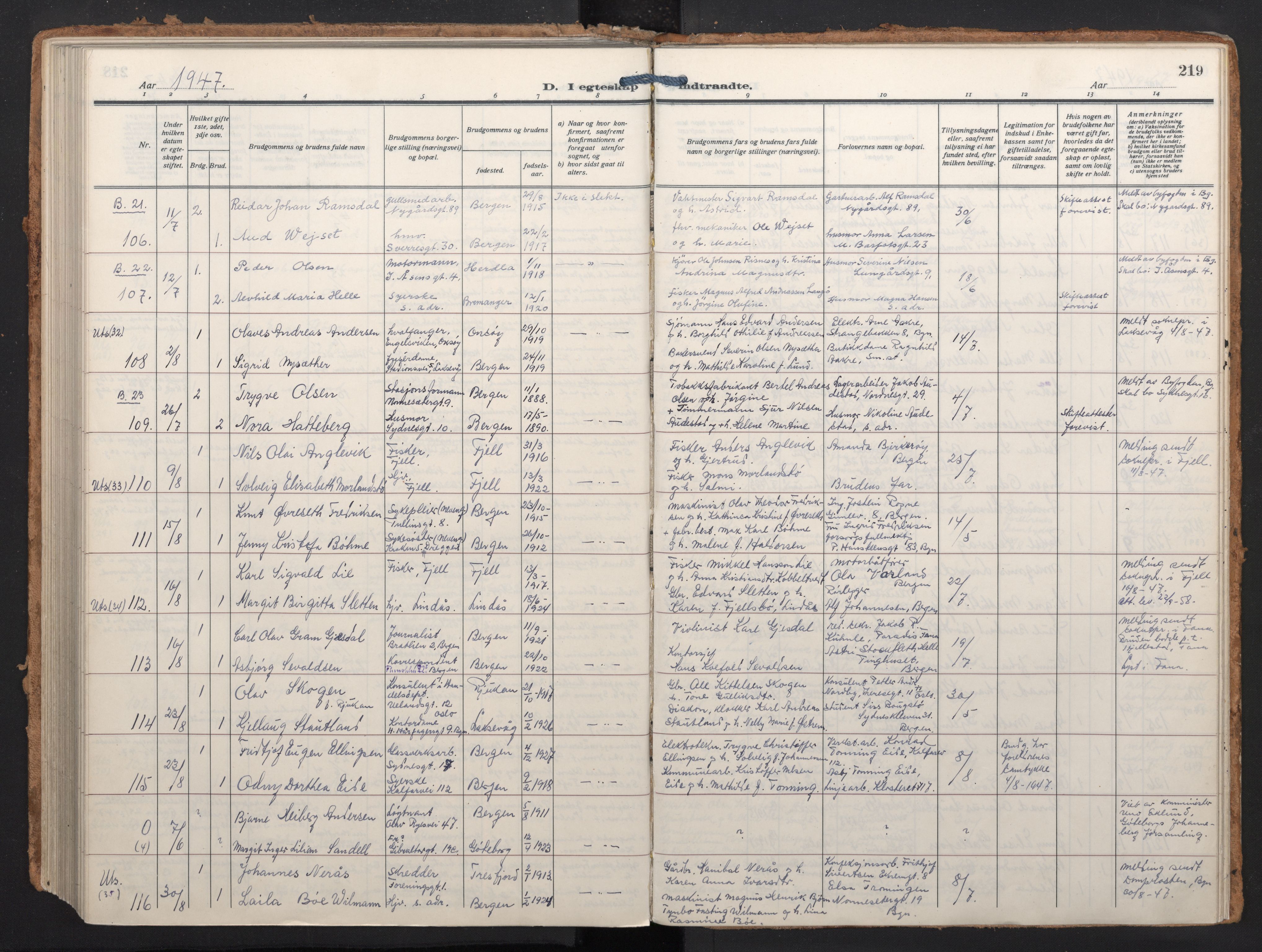 Johanneskirken sokneprestembete, SAB/A-76001/H/Haa/L0014: Ministerialbok nr. D 3, 1929-1949, s. 218b-219a