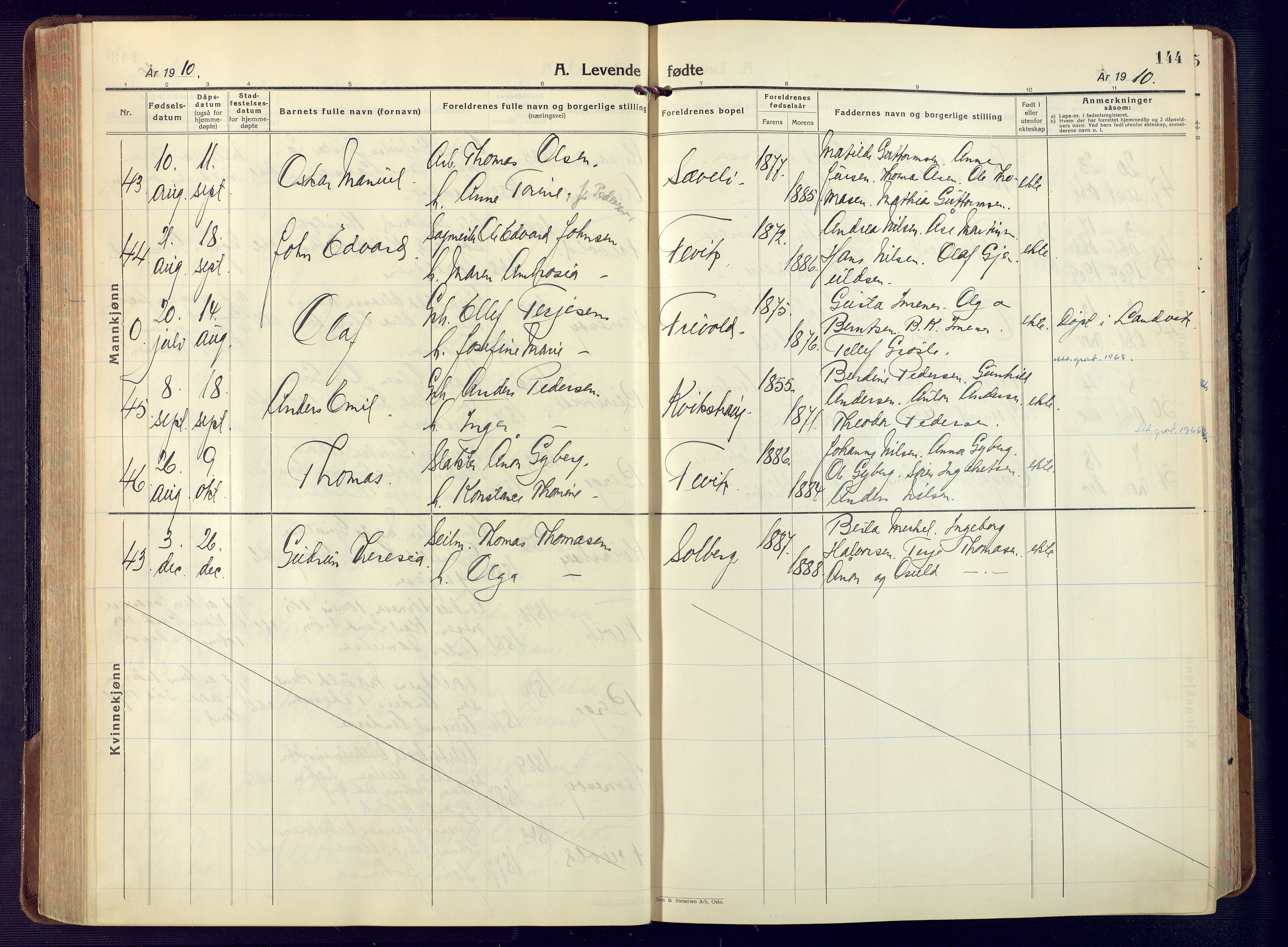 Fjære sokneprestkontor, AV/SAK-1111-0011/F/Fa/L0004: Ministerialbok nr. A 4, 1902-1925, s. 144