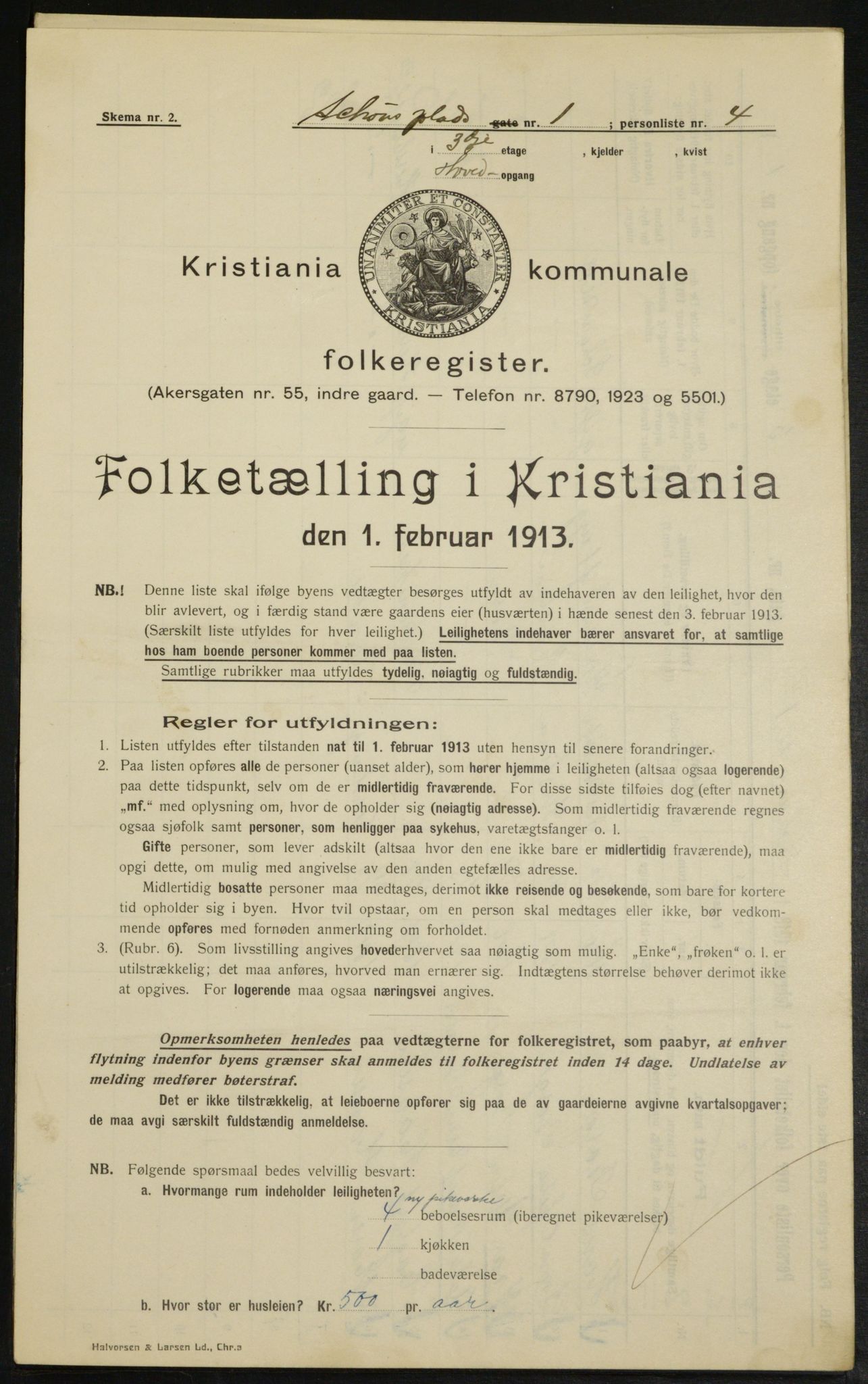 OBA, Kommunal folketelling 1.2.1913 for Kristiania, 1913, s. 90263