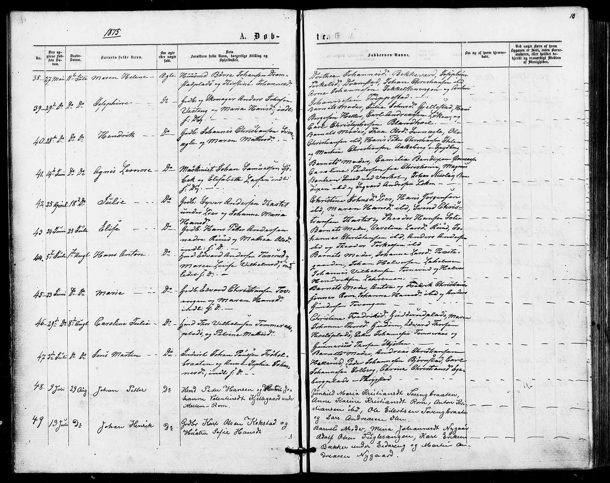 Askim prestekontor Kirkebøker, AV/SAO-A-10900/F/Fa/L0006: Ministerialbok nr. 6, 1874-1881, s. 10