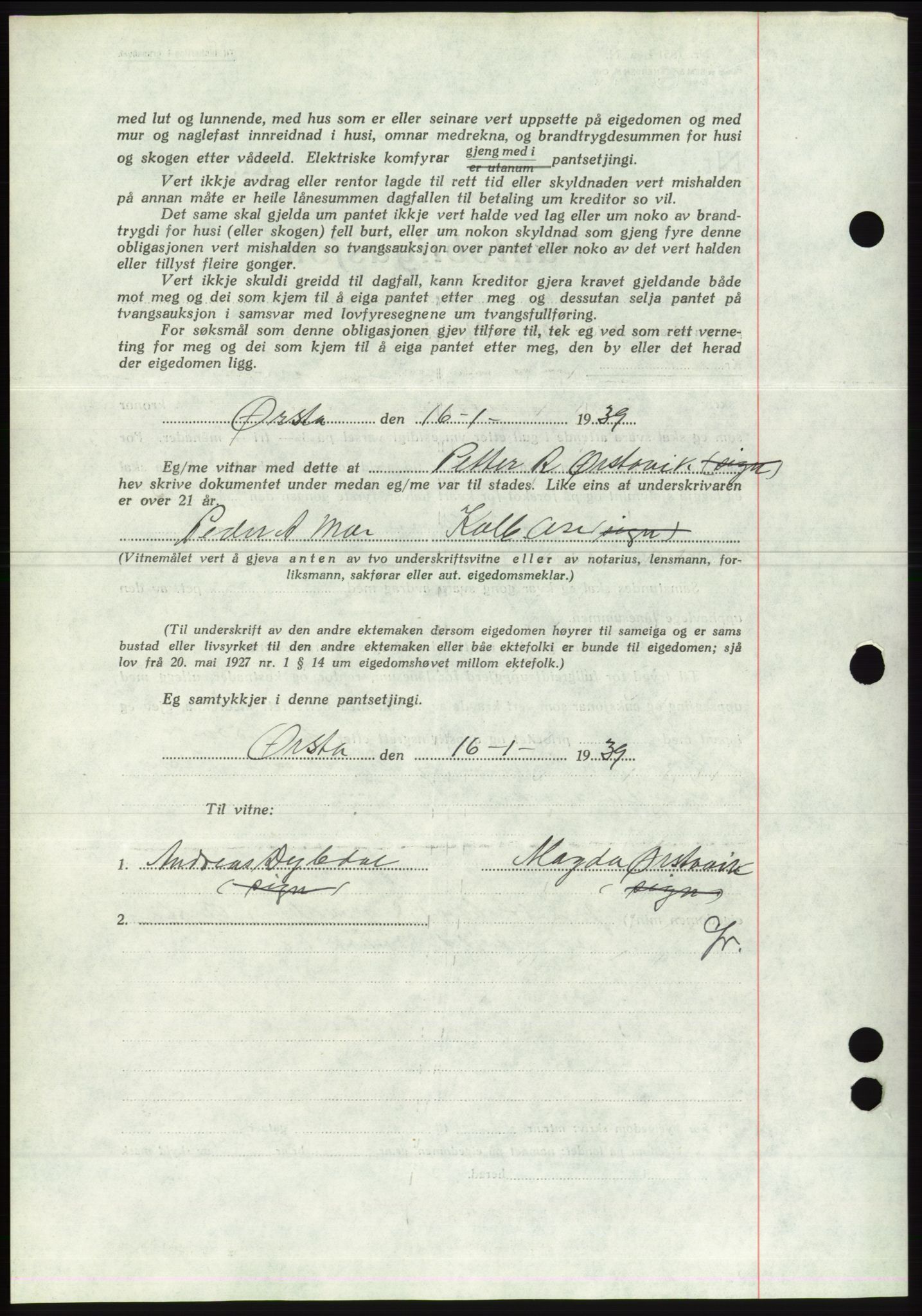 Søre Sunnmøre sorenskriveri, AV/SAT-A-4122/1/2/2C/L0067: Pantebok nr. 61, 1938-1939, Dagboknr: 76/1939